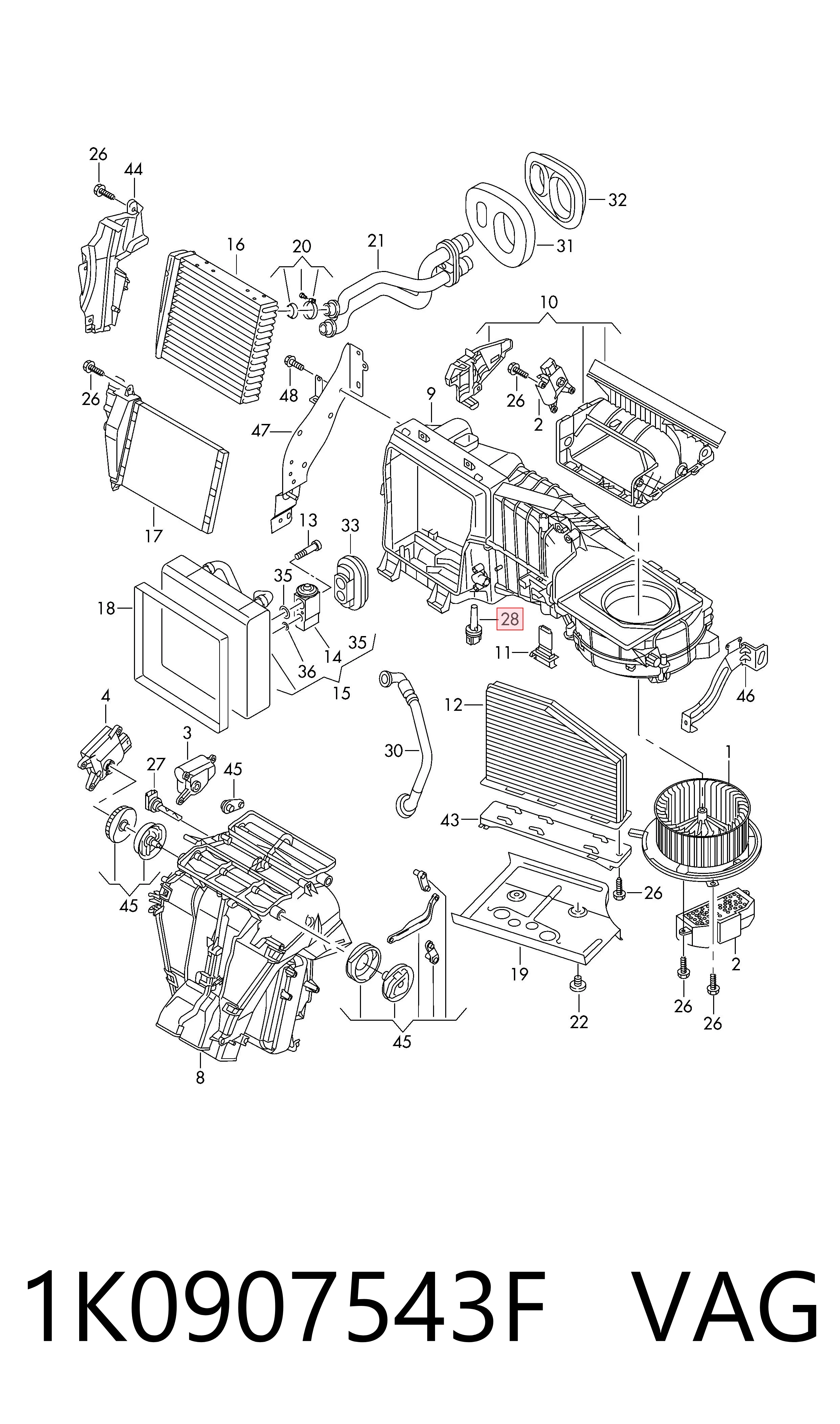 1K0907543F VAG Sensor de temperatura do vaporizador