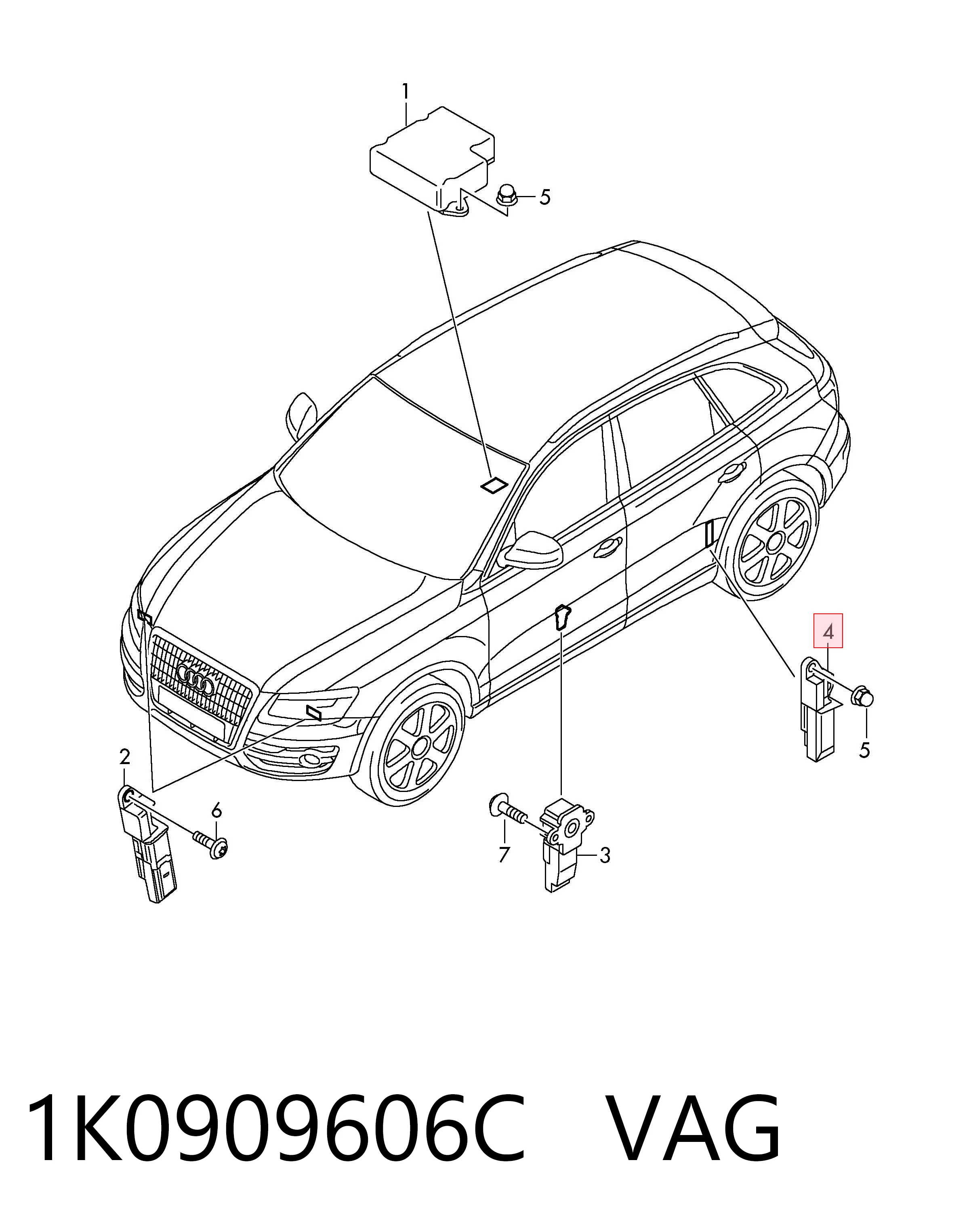1K0909606C VAG Sensor AIRBAG dianteiro