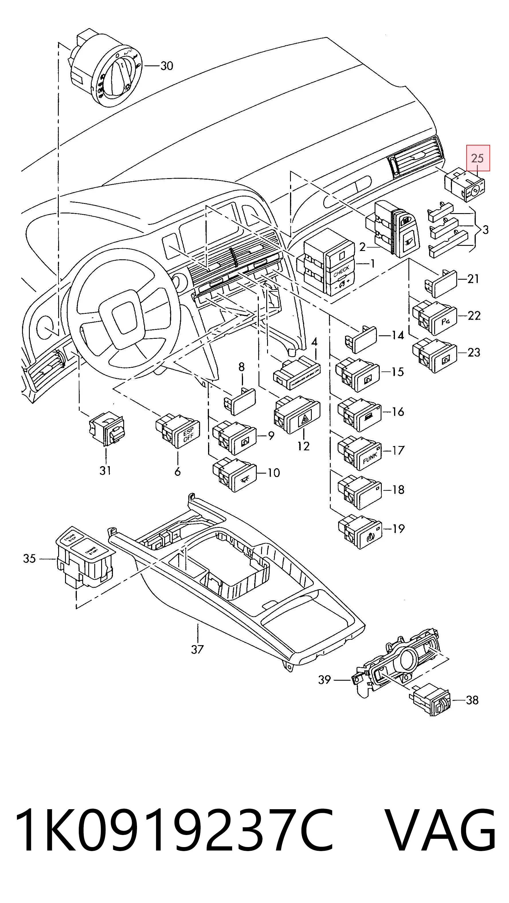 Fecho de desligação (desativação) de cinto de segurança de passageiro Porsche 1K0919237A preço, a partir de 35,75 USD