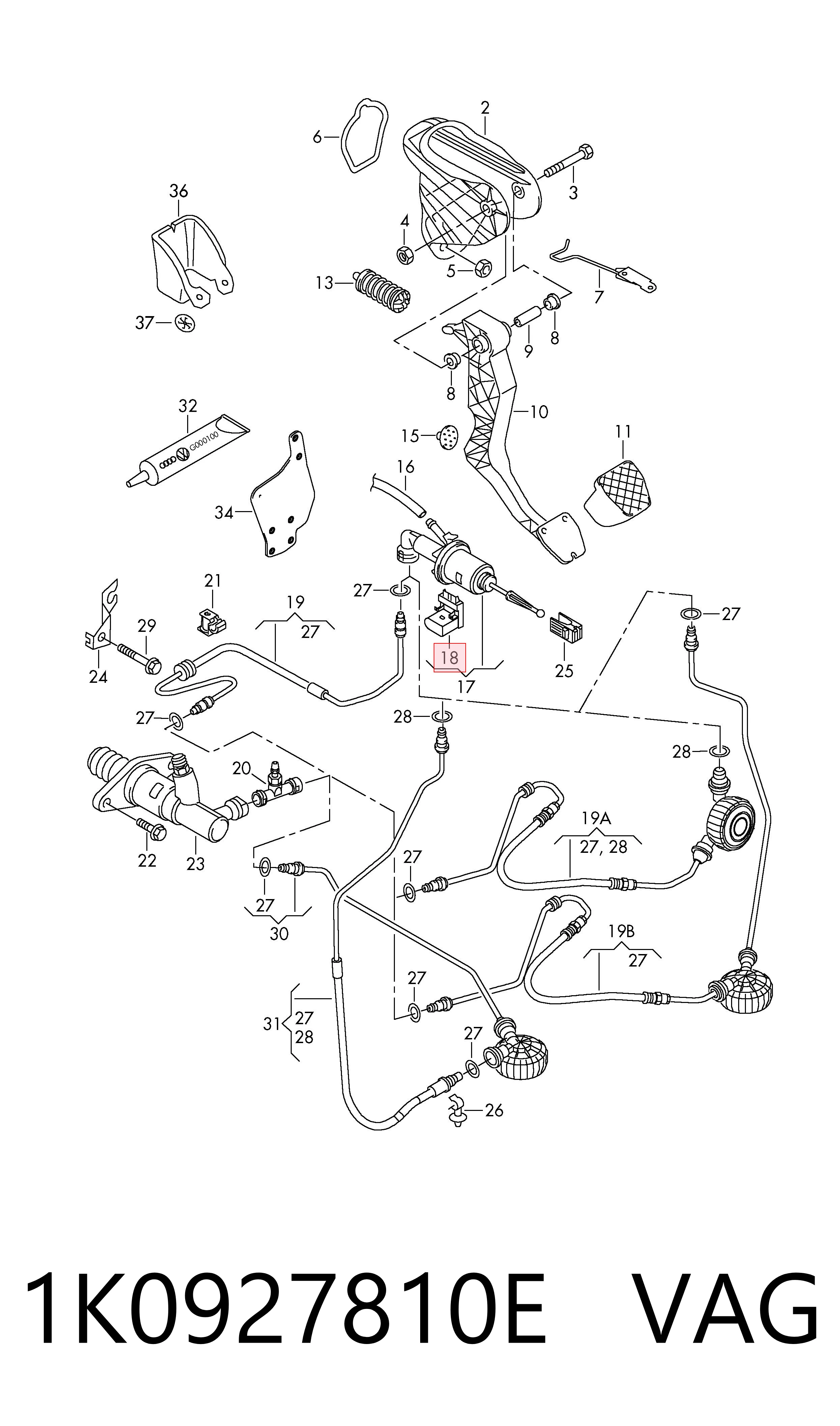 Sensor de posição de pedal de embraiagem VAG 1K0927810E preço, a partir de 39,73 USD
