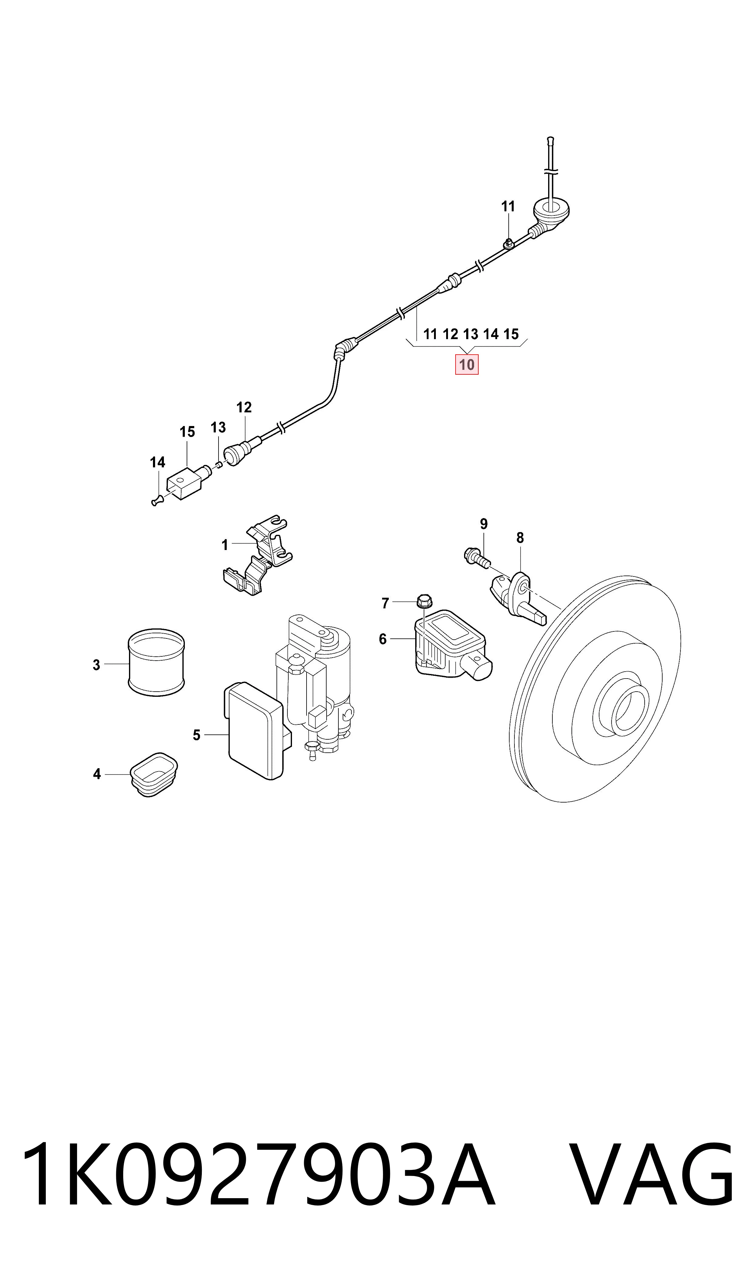 1K0927903A VAG Sensor ABS traseiro