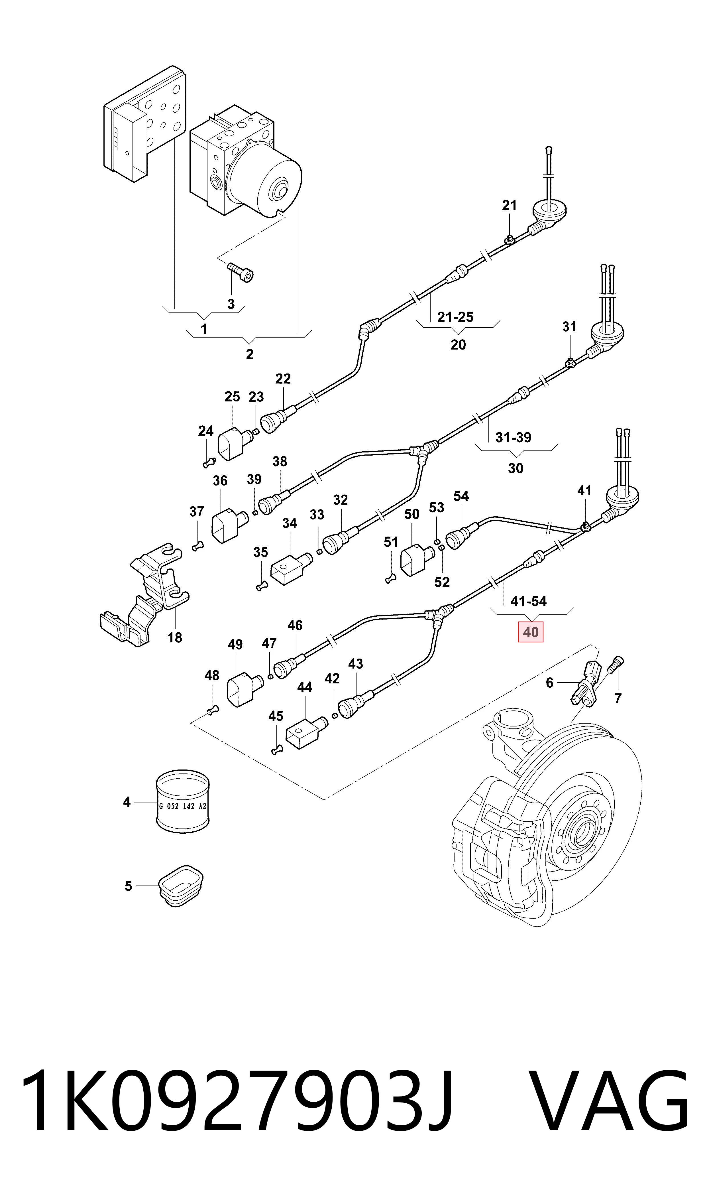 1K0927903J VAG Fios de alta voltagem, kit