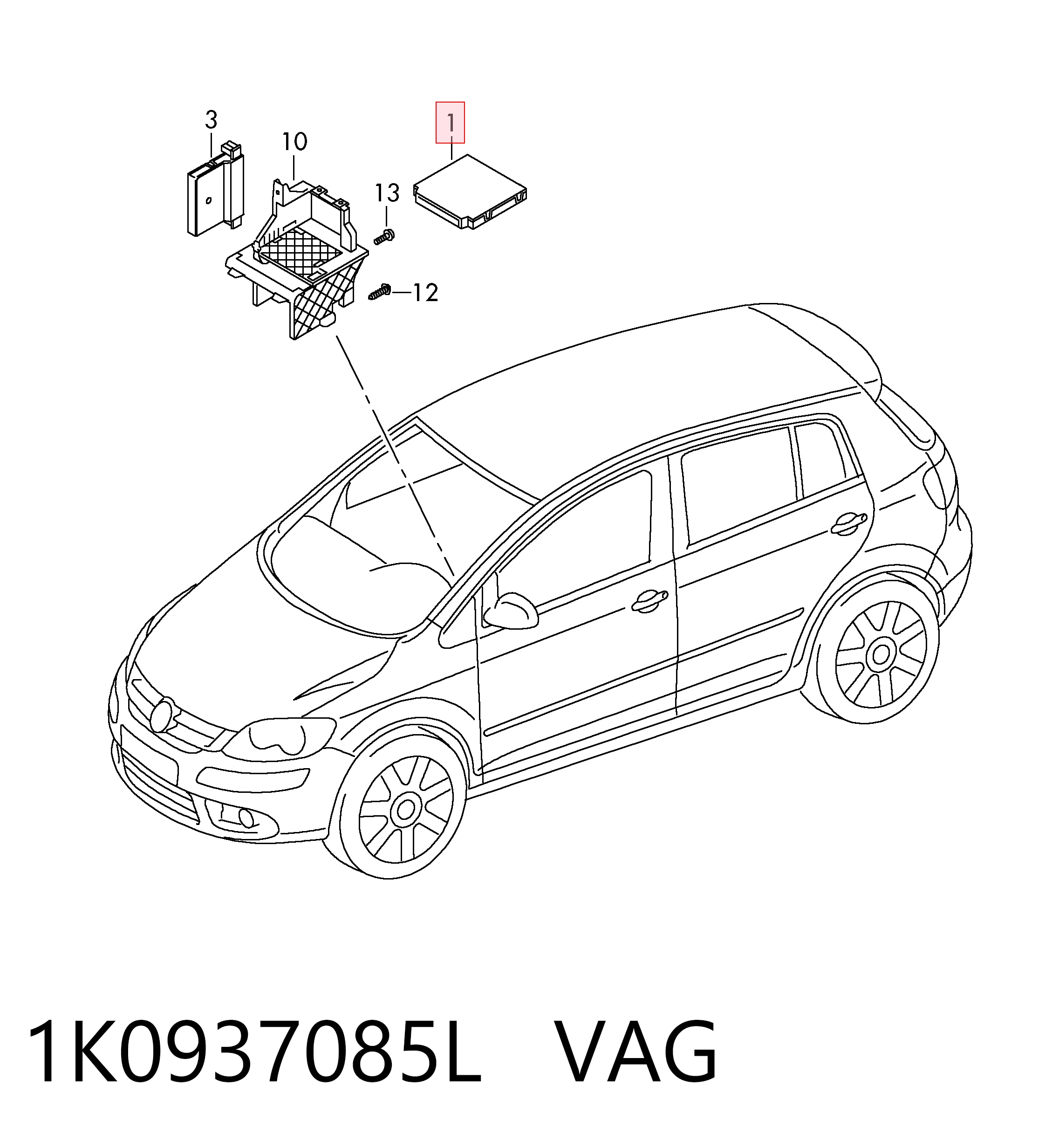 1K0937085L VAG Unidade de conforto
