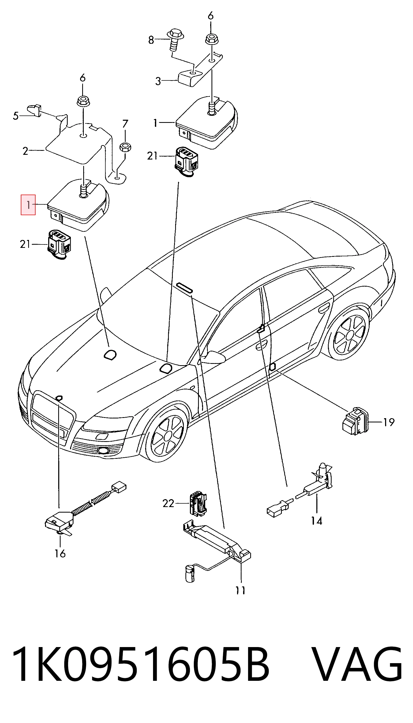 1K0951605C Bentley Sirene do sistema anti-roubo