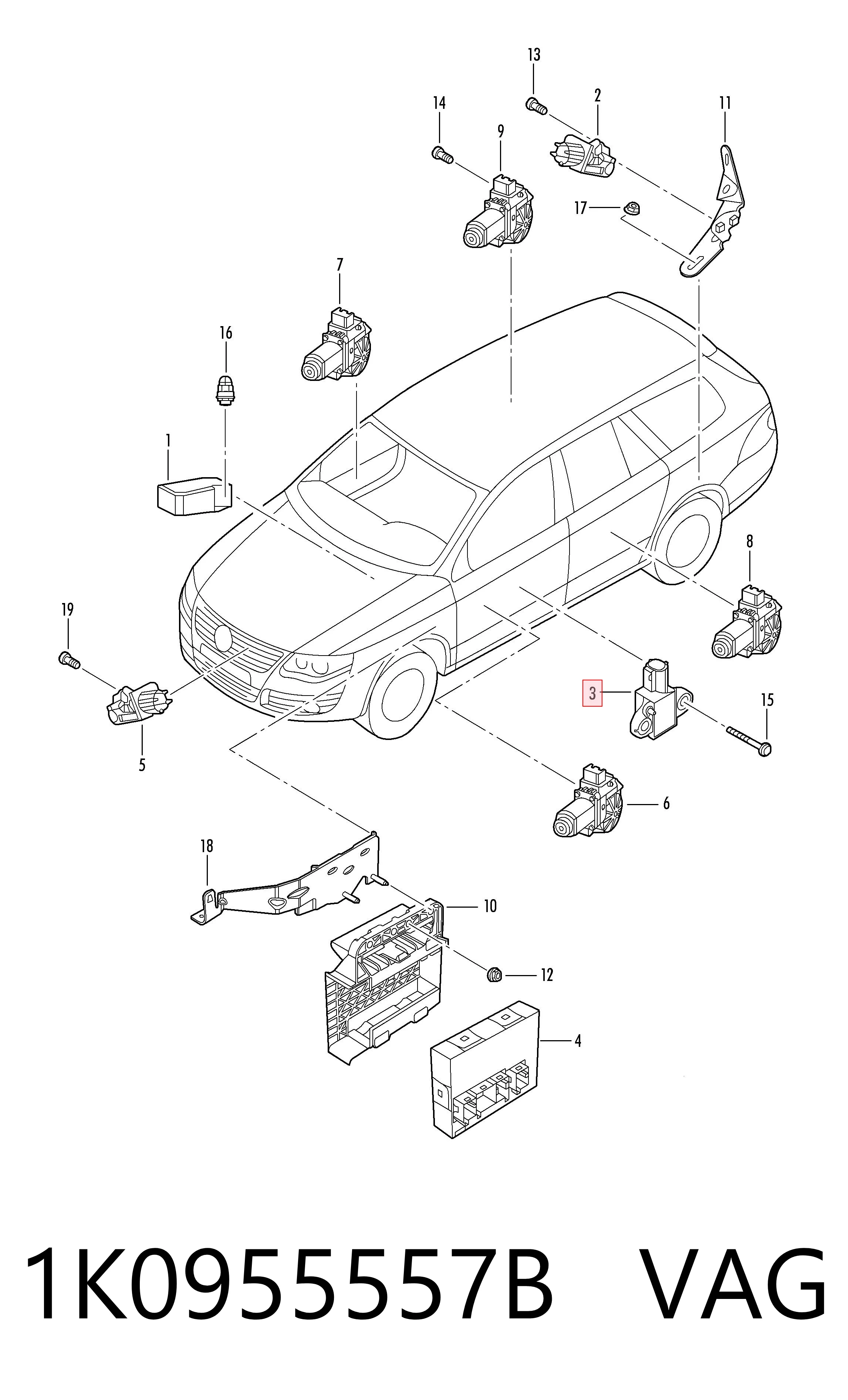 Sensor AIRBAG dianteiro VAG 1K0955557B preço, a partir de 32,40 USD