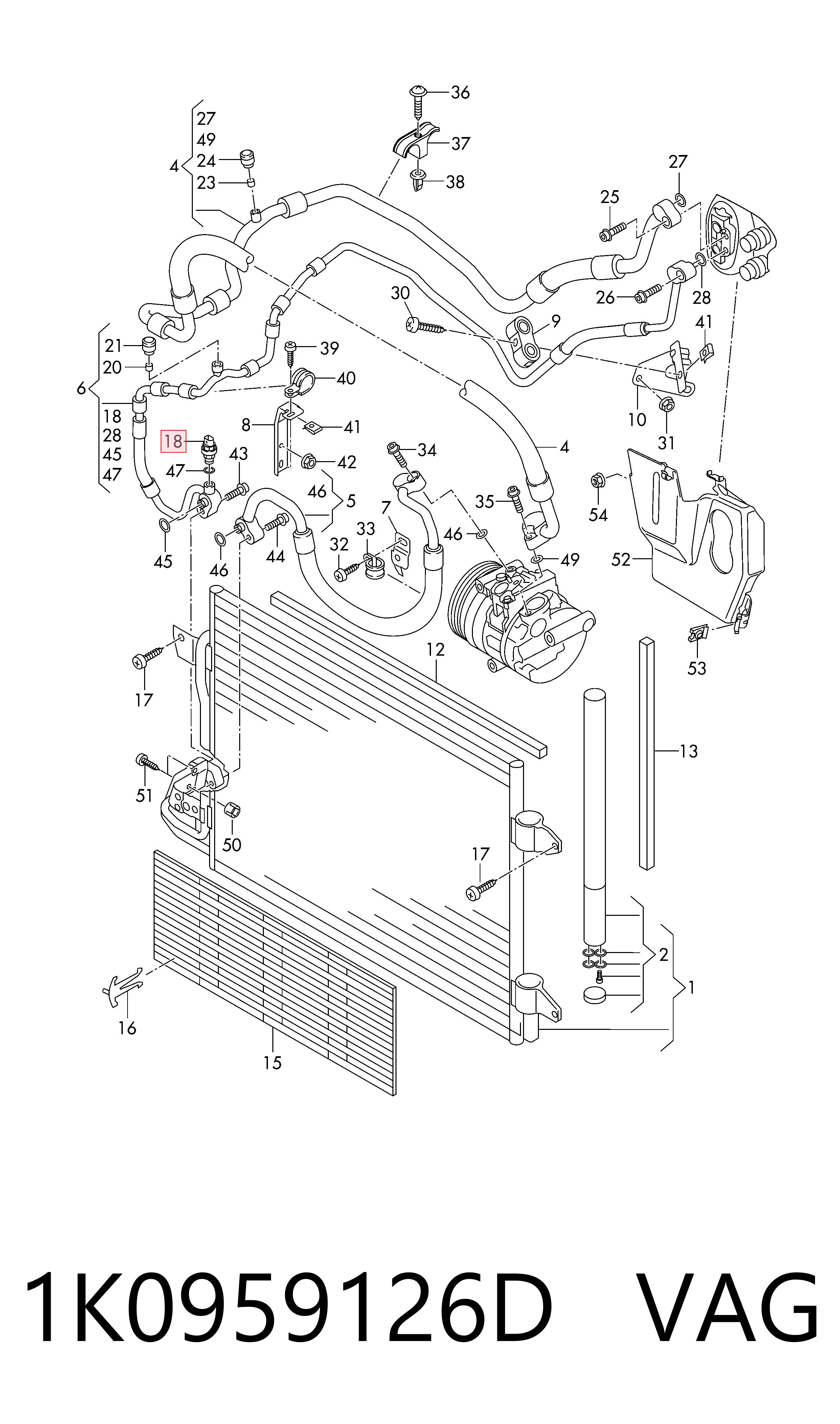 1K0959126D VAG Sensor de pressão absoluta de aparelho de ar condicionado