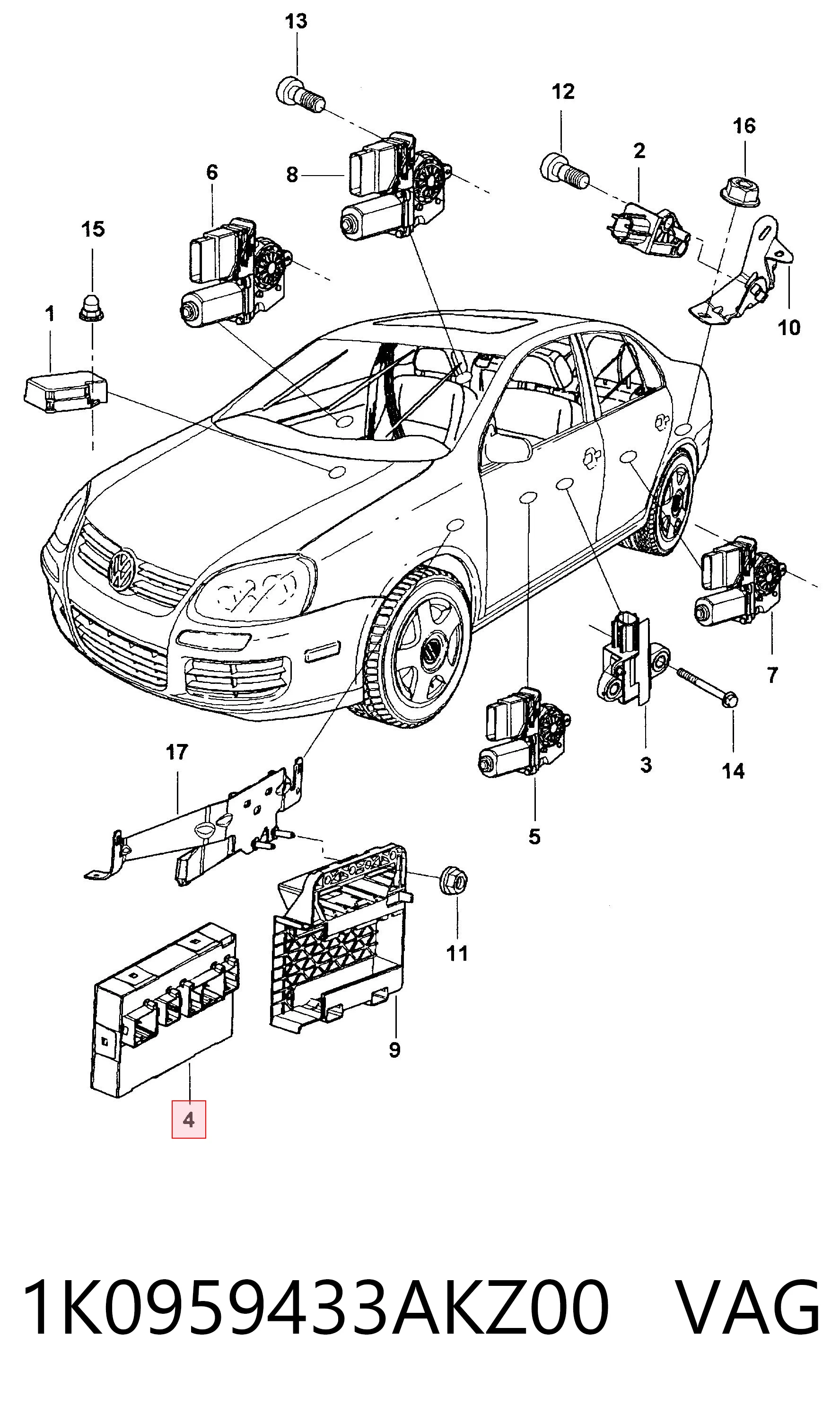 Unidade de conforto para Volkswagen Caddy III 2KA, 2KH, 2CA, 2CH
