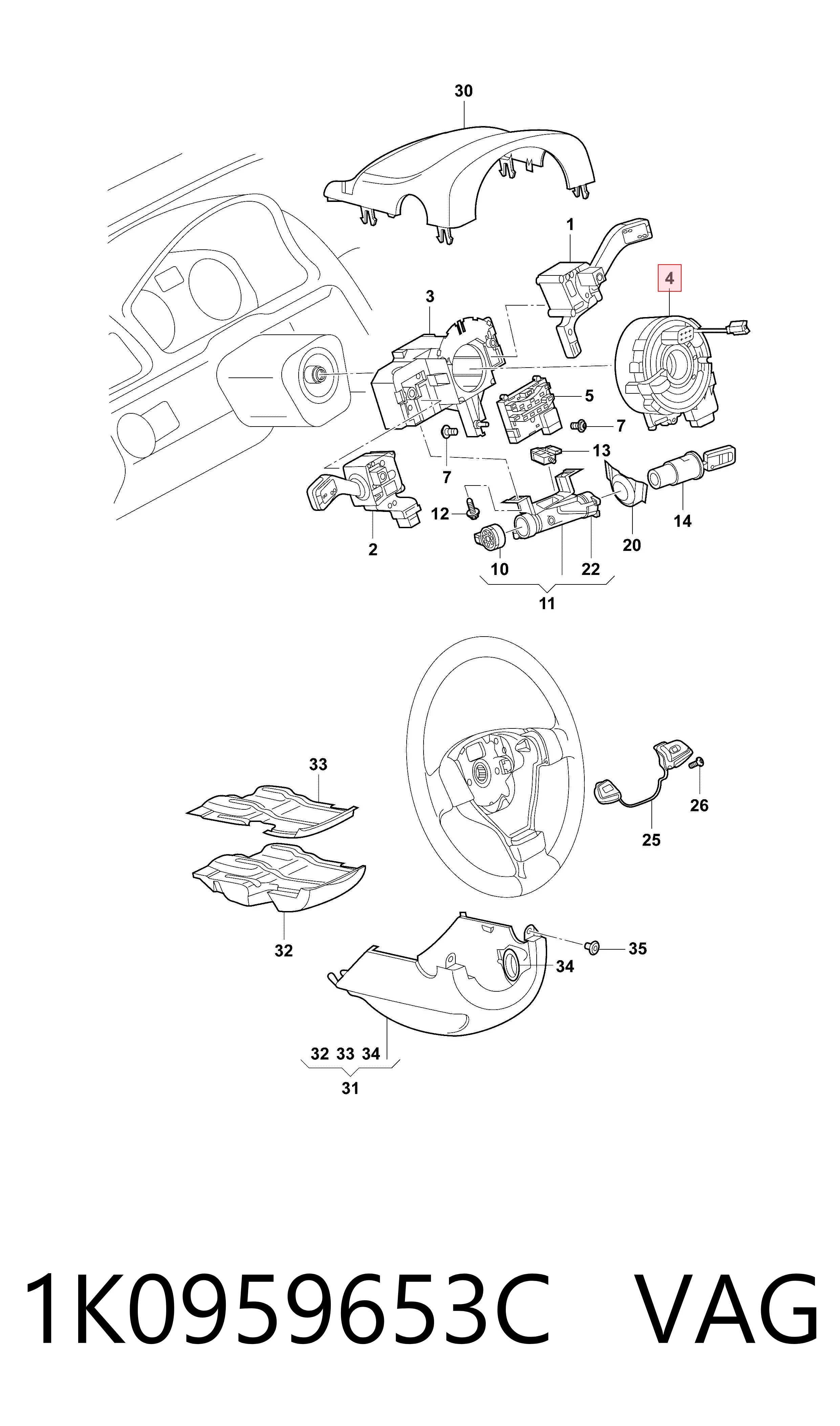 Anel AIRBAG de contato, cabo plano do volante VAG 1K0959653C preço, a partir de 34,05 USD