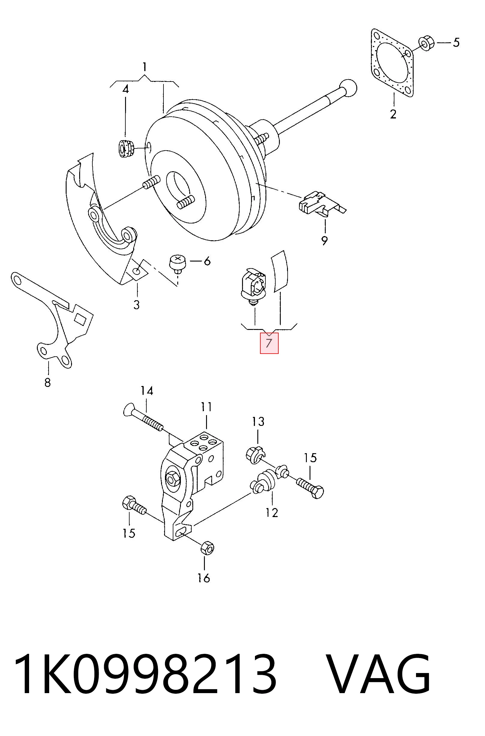 1K0998213 VAG Sensor de pressão do sistema do freio pneumático