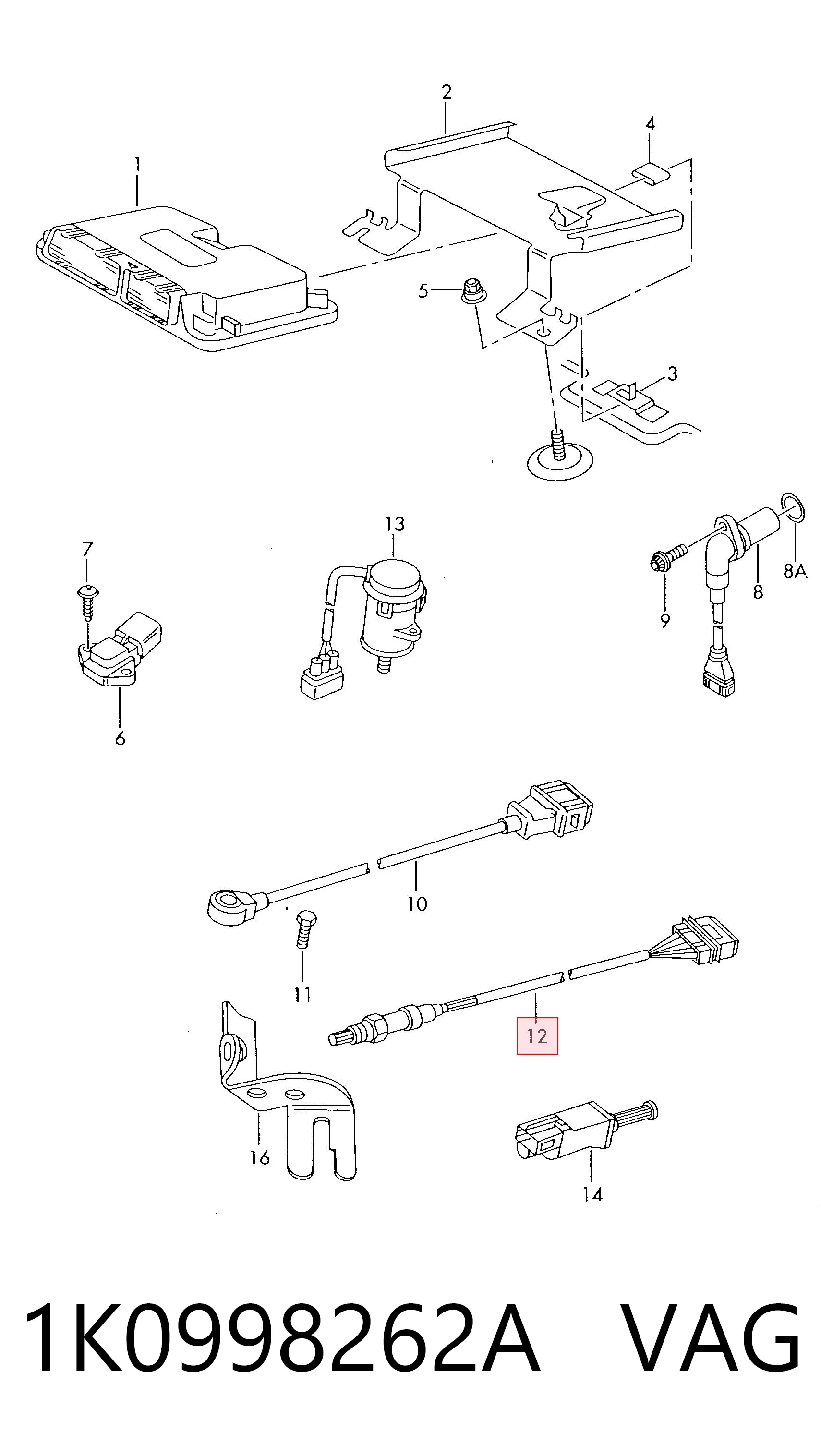 1K0998262A VAG Sonda lambda, sensor de oxigênio depois de catalisador