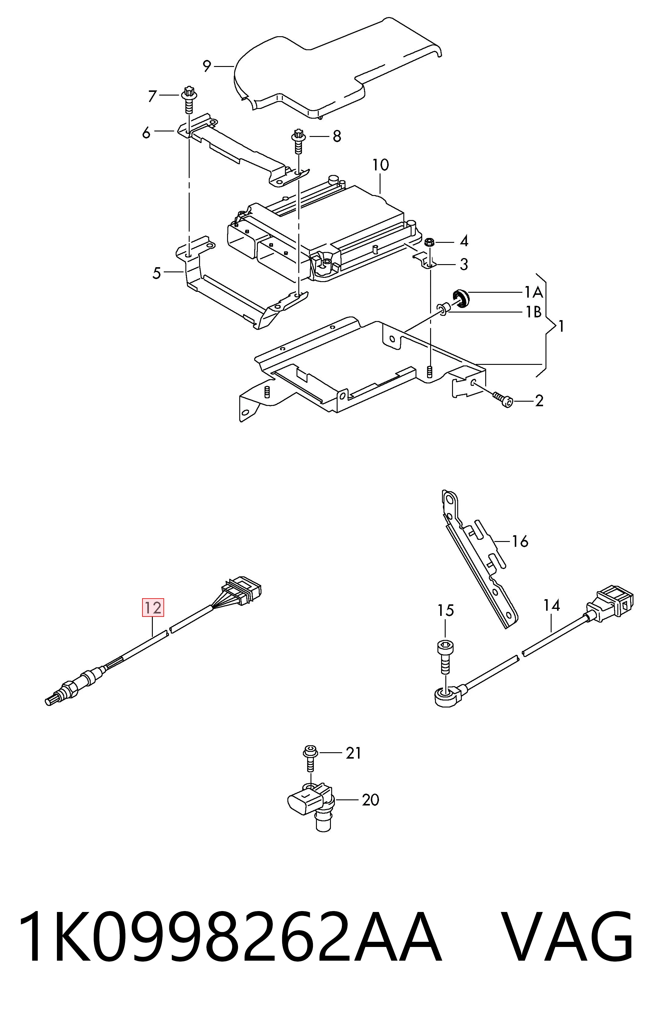 1K0998262AA VAG Sonda lambda, sensor esquerdo de oxigênio até o catalisador