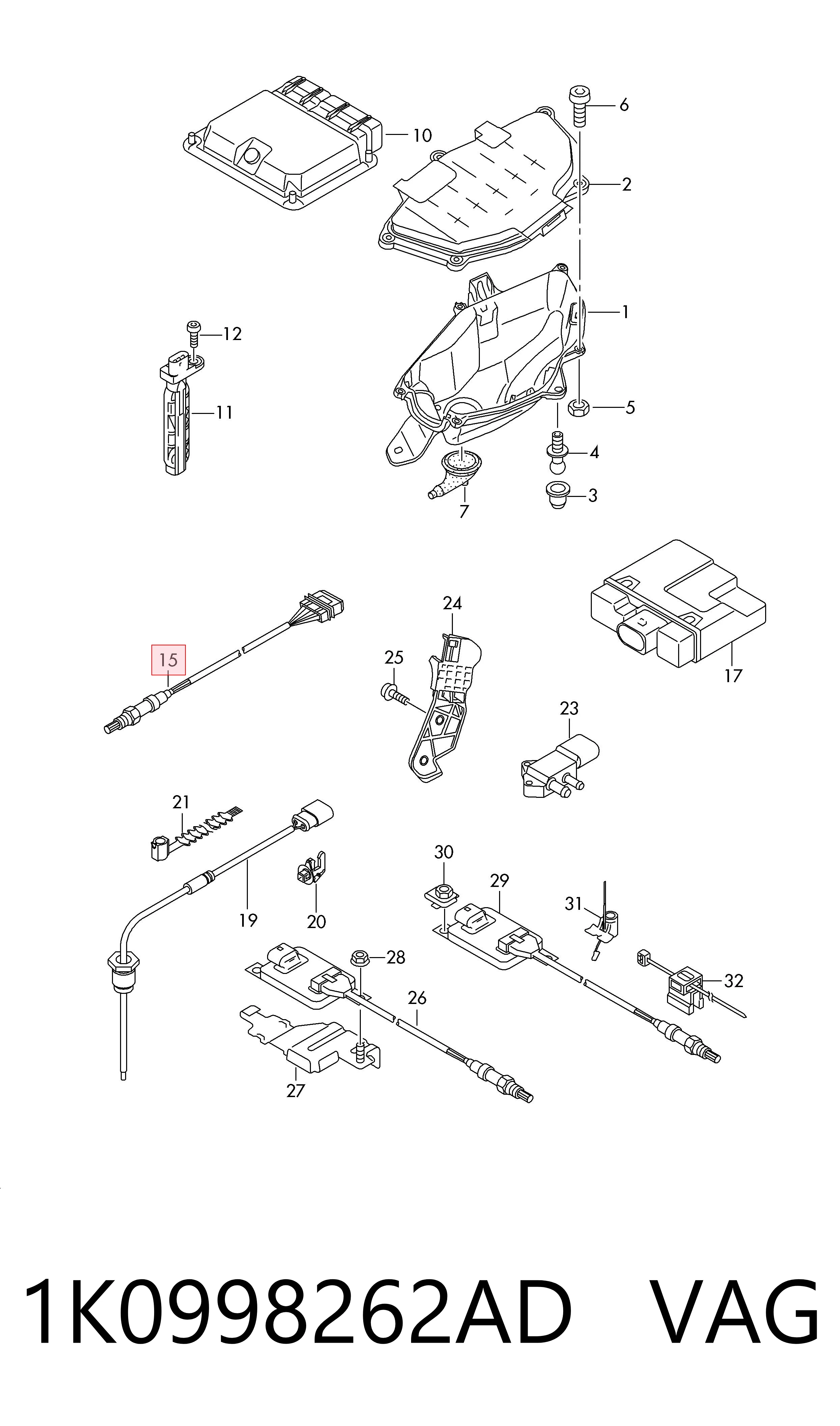 1K0998262AD VAG Sonda lambda, sensor de oxigênio até o catalisador