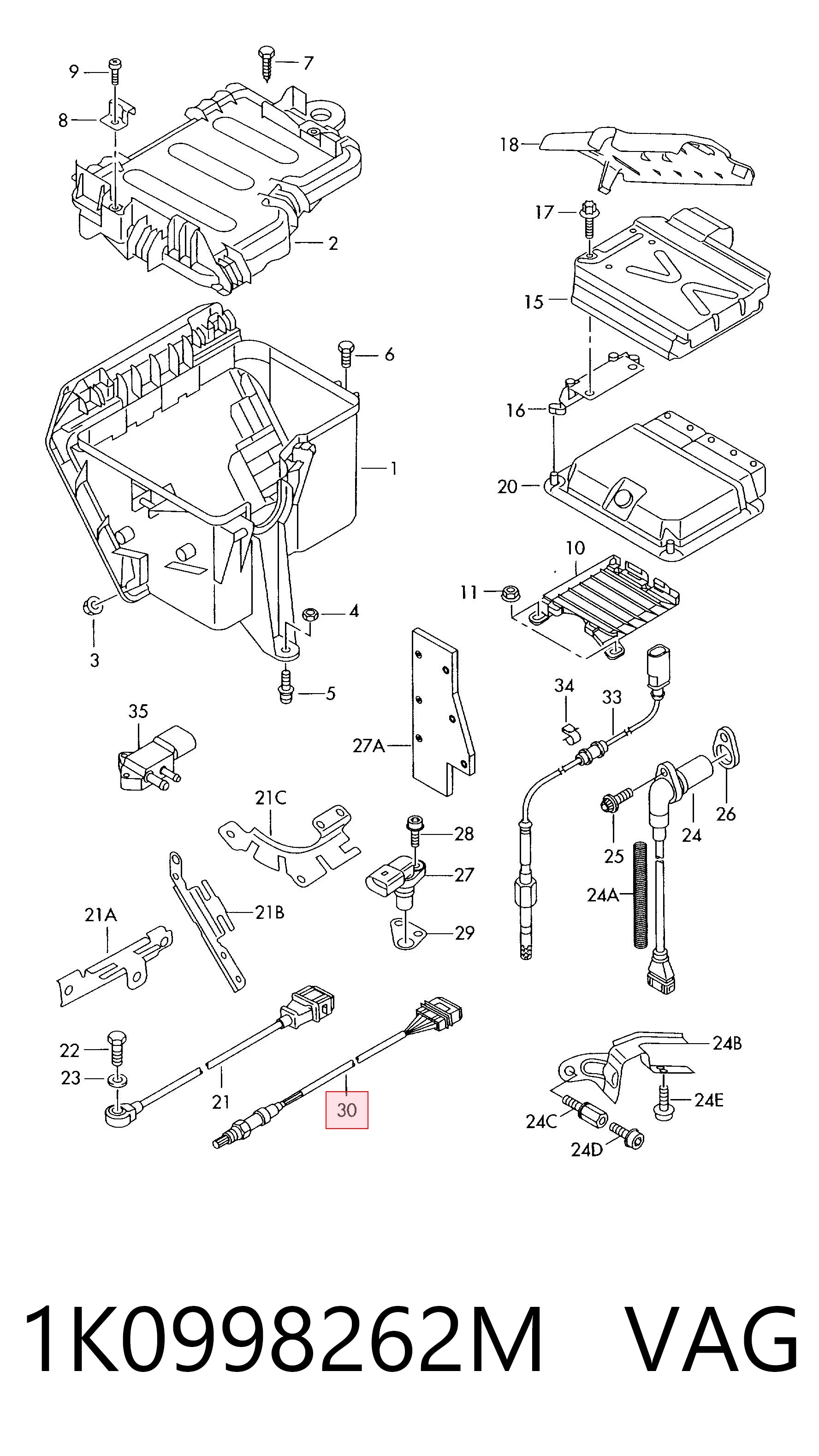 1K0998262M VAG Sonda lambda, sensor esquerdo de oxigênio até o catalisador