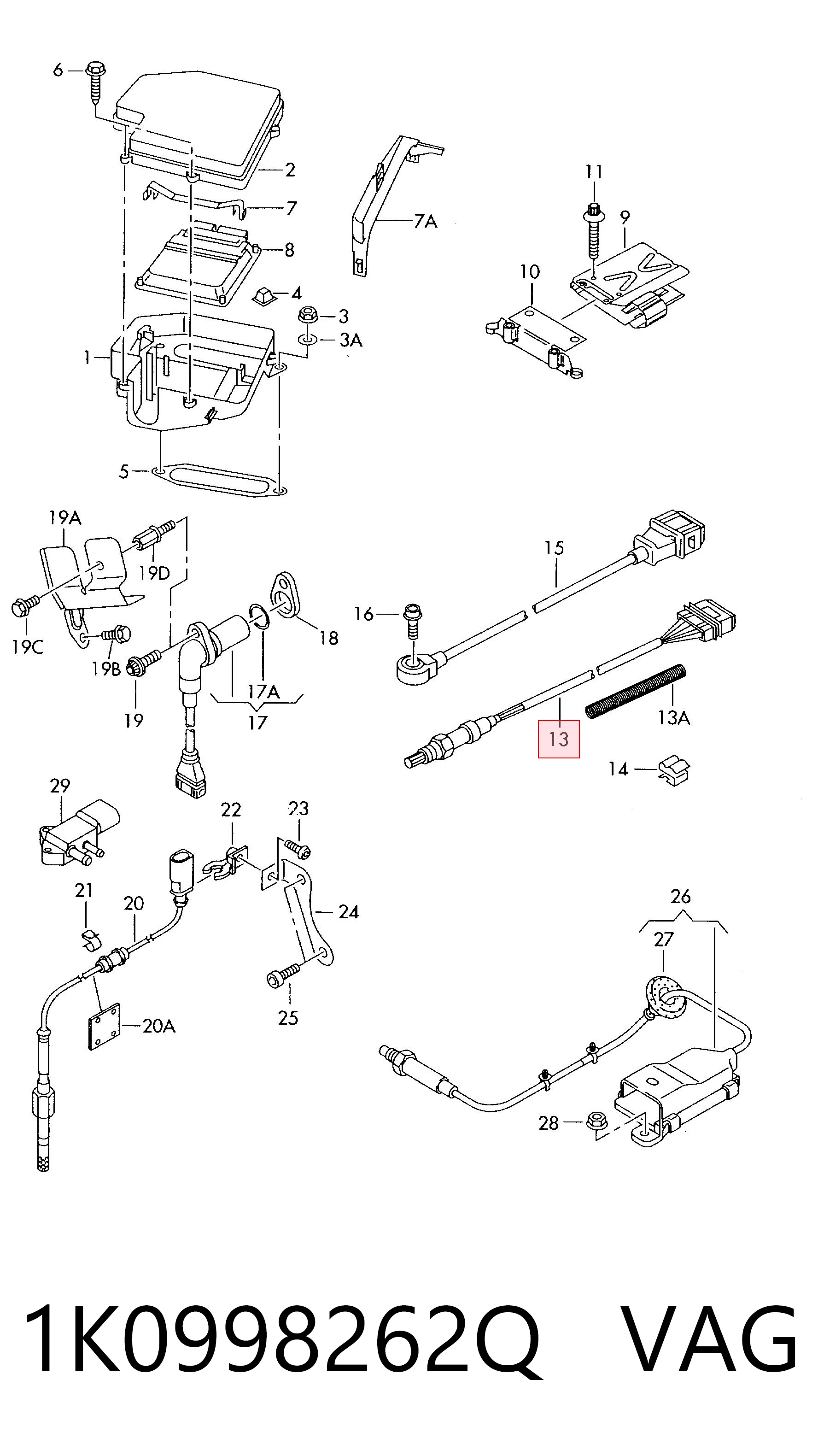 1K0998262Q VAG Sonda lambda, sensor de oxigênio depois de catalisador