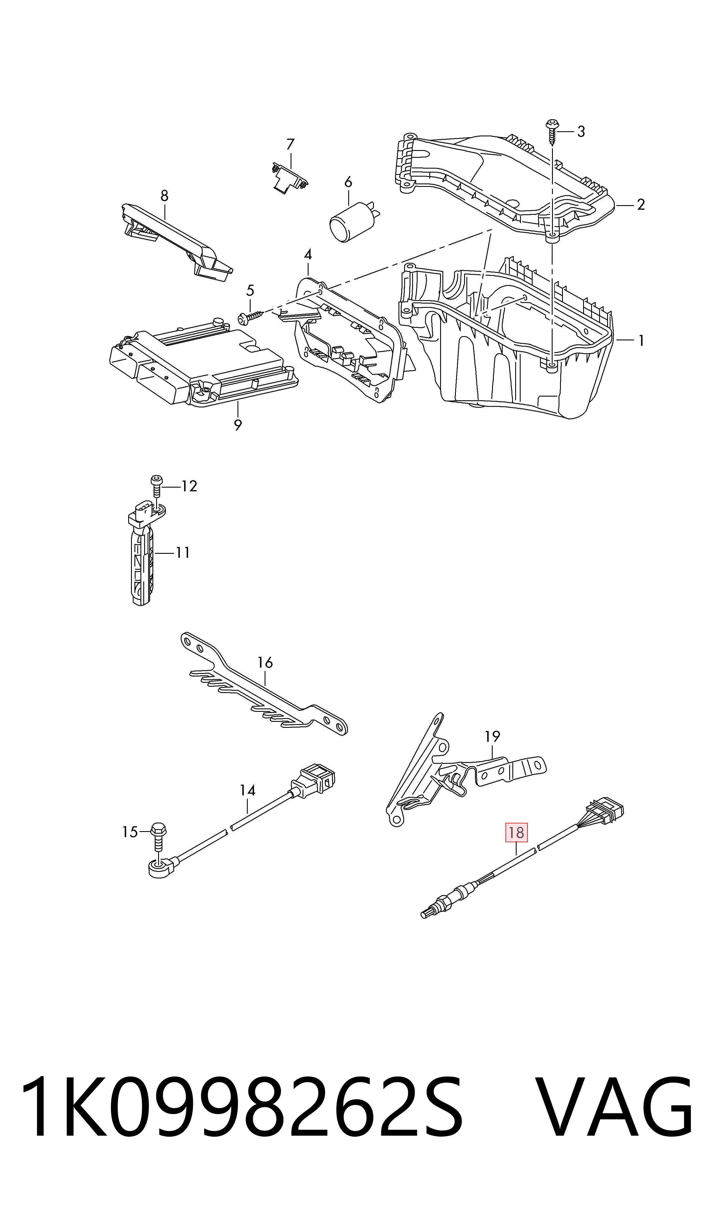 1K0998262S VAG Sonda lambda, sensor esquerdo de oxigênio depois de catalisador