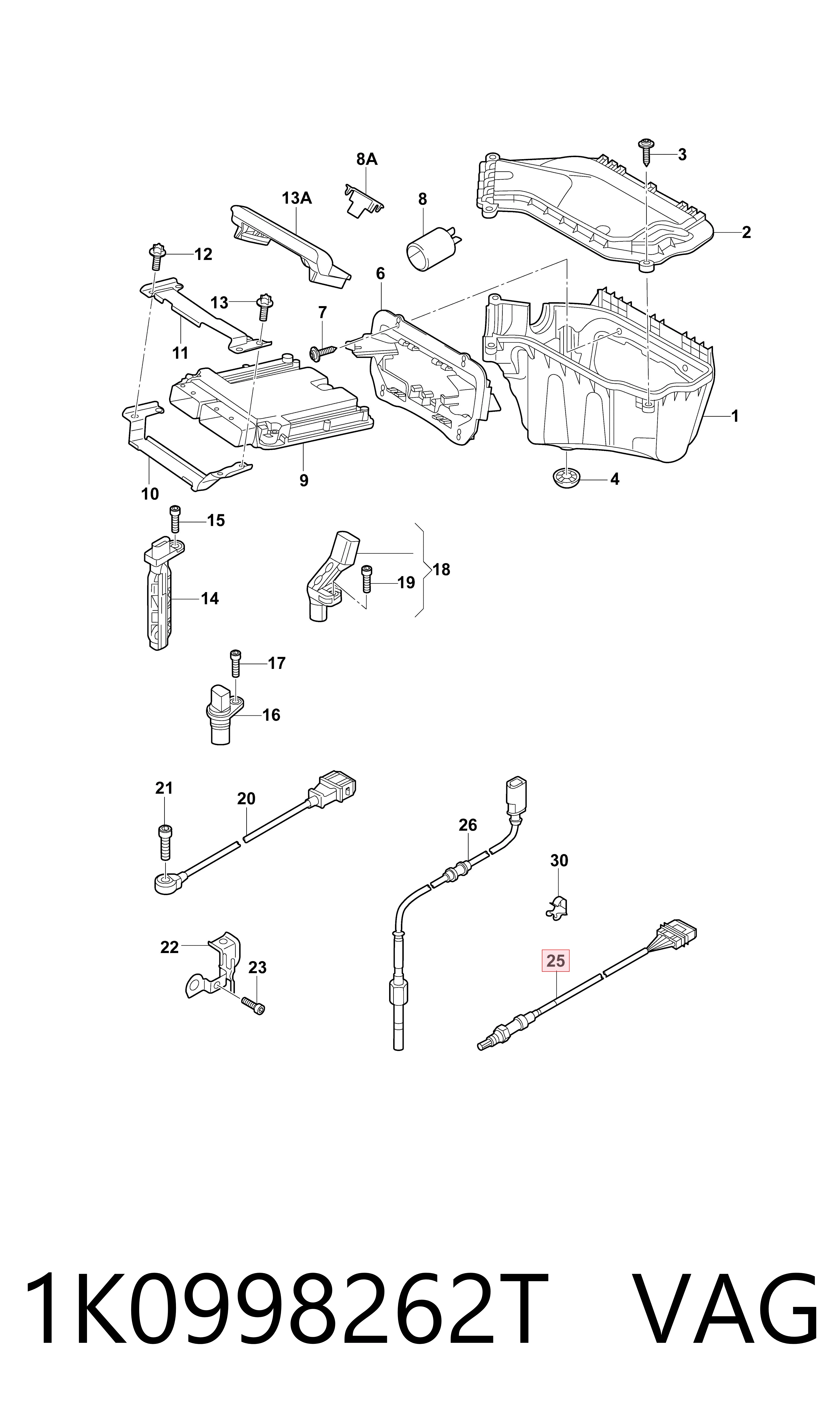 1K0998262T VAG Sonda lambda, sensor de oxigênio depois de catalisador