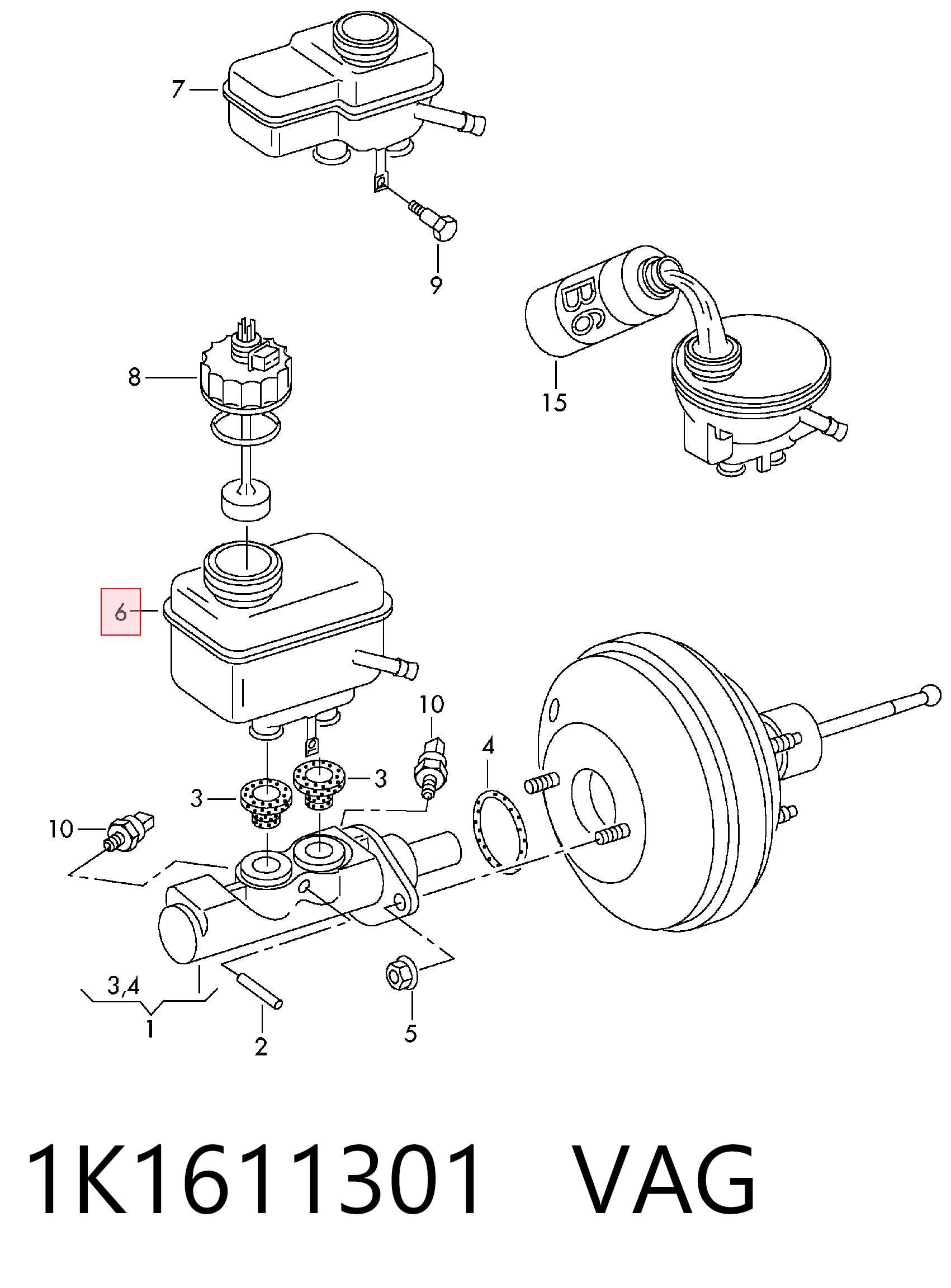 Tanque de cilindro mestre do freio (de fluido de freio) Volkswagen Jetta preço, a partir de 8,76 USD