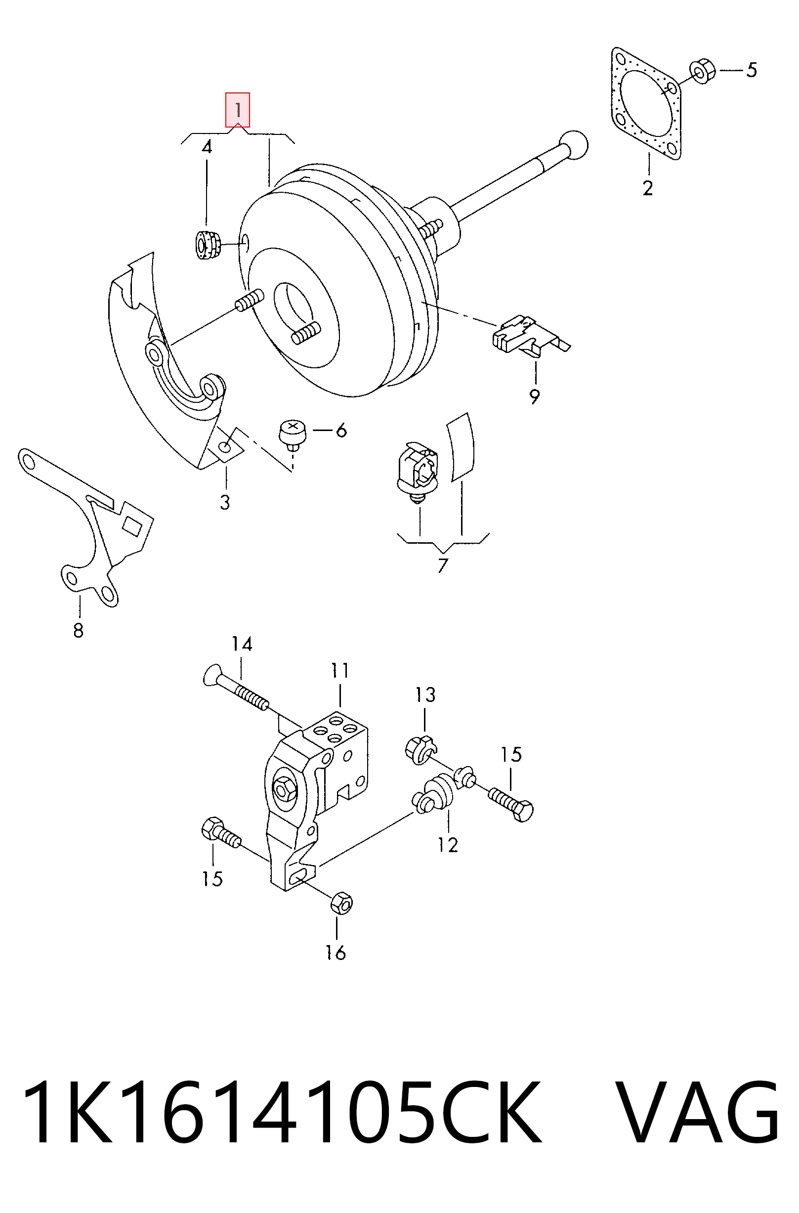  Reforçador dos freios a vácuo Audi A3 hatchback (8P1) (2003 - 2012) 