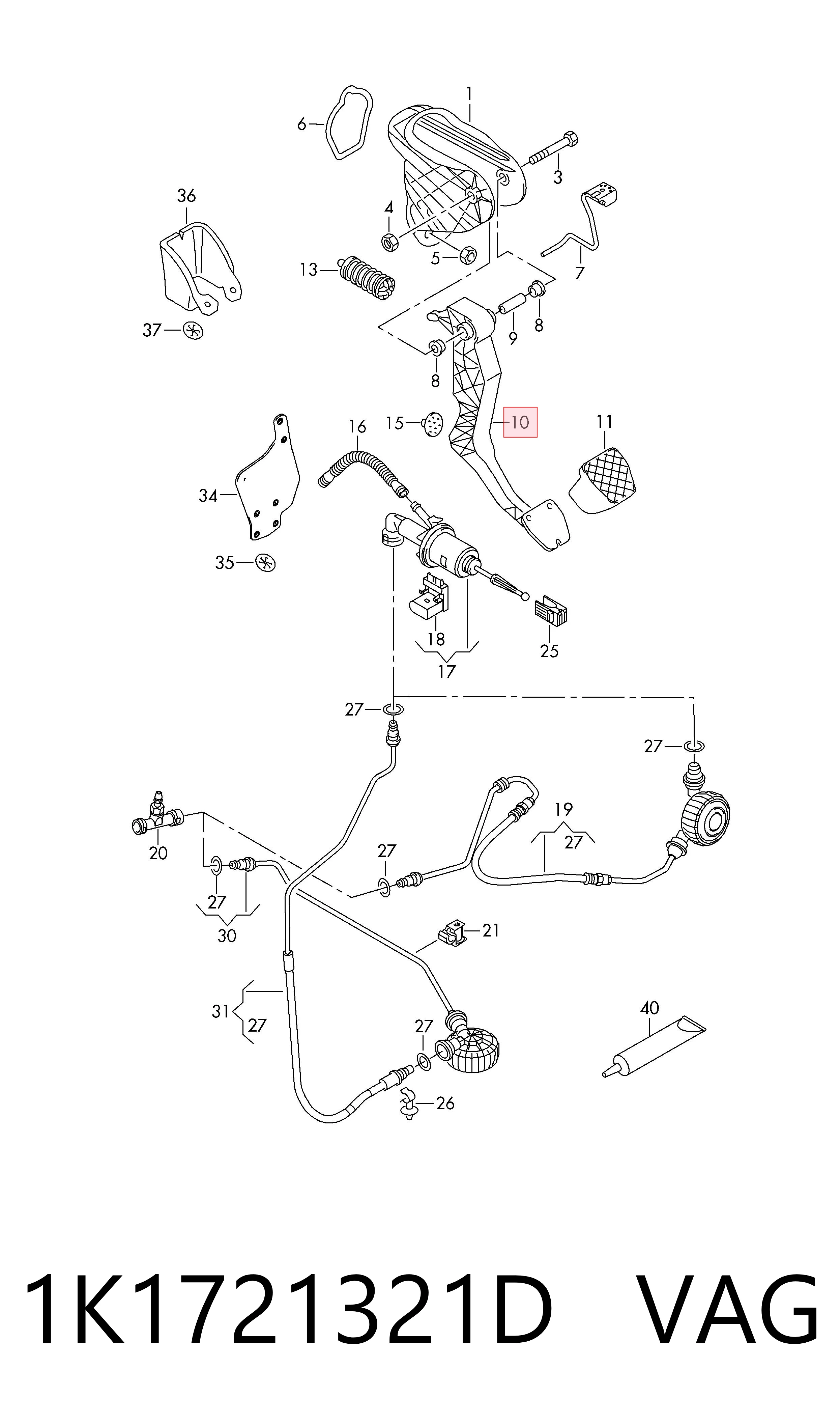 Pedal de embraiagem Seat Toledo III 5P2