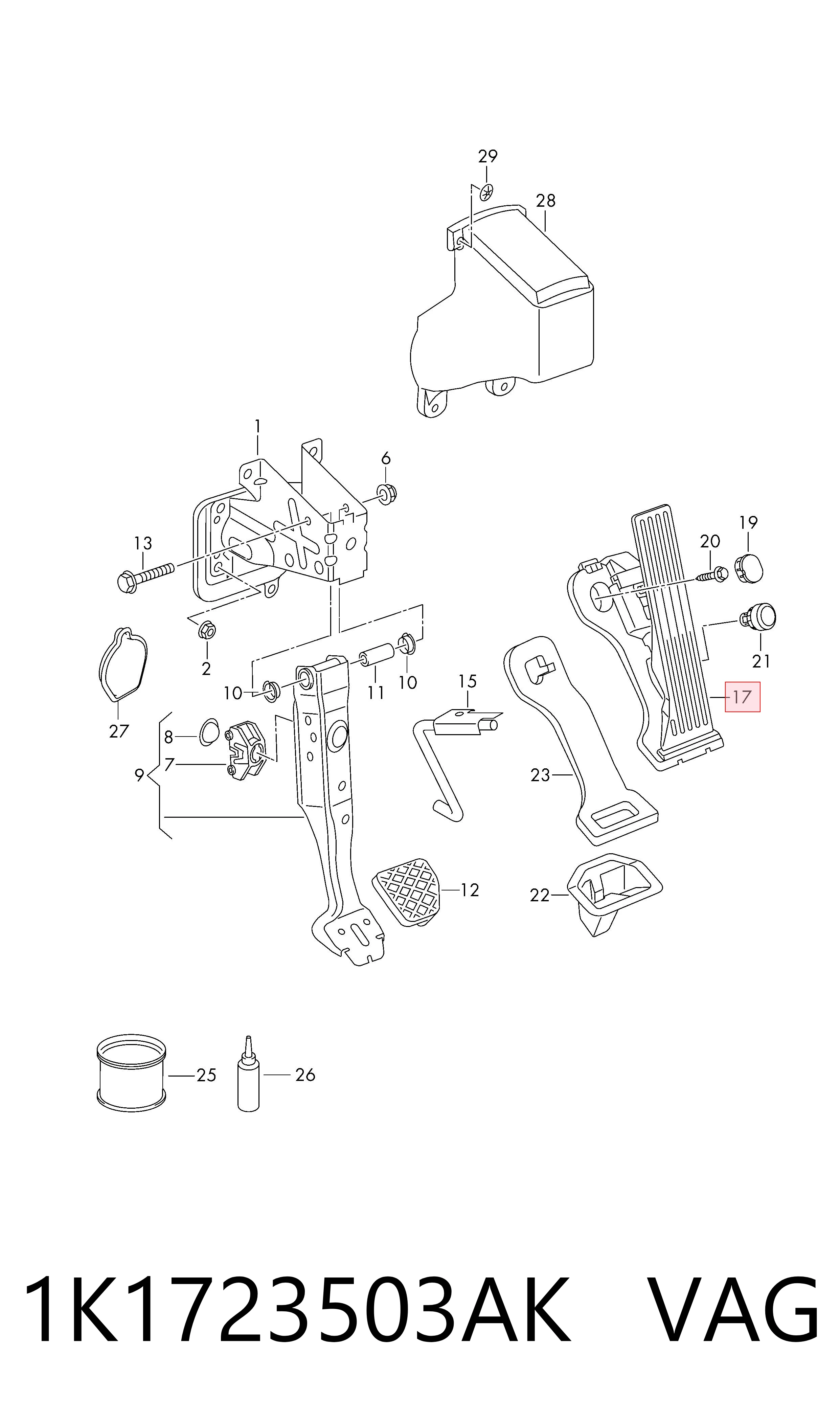 Pedal de gás (de acelerador) VAG 1K1723503AK preço, a partir de 102,15 USD