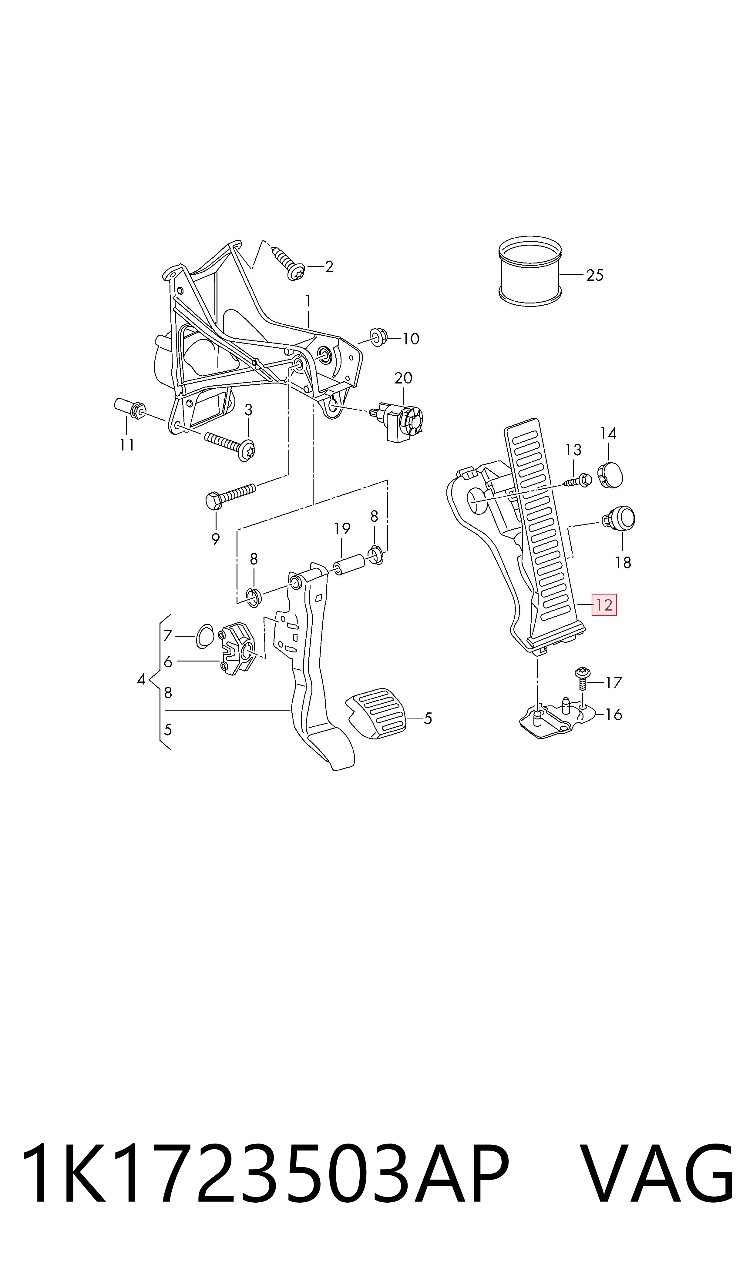 1K1723503AP VAG Pedal de gás (de acelerador)