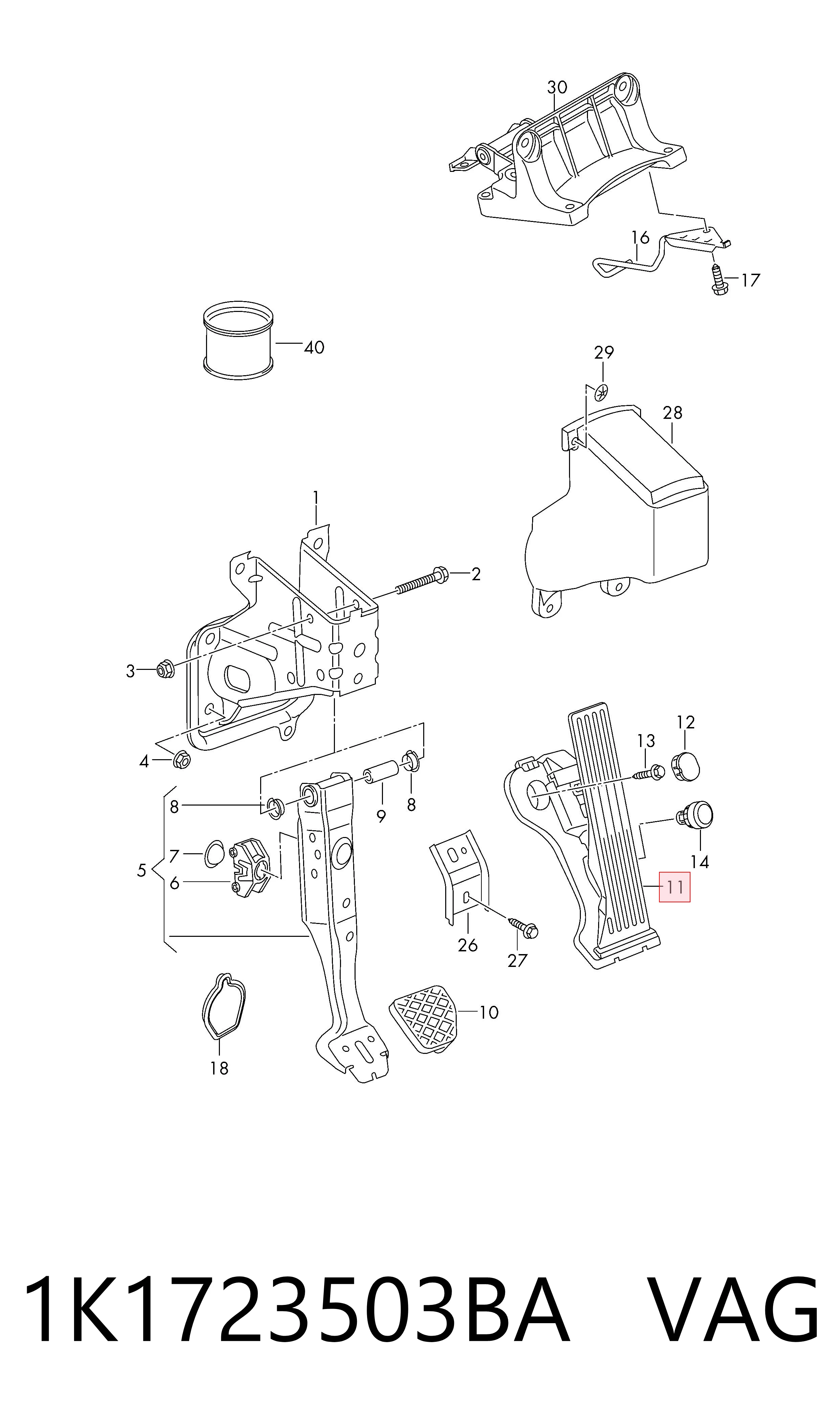 1K1723503BA VAG Pedal de gás (de acelerador)
