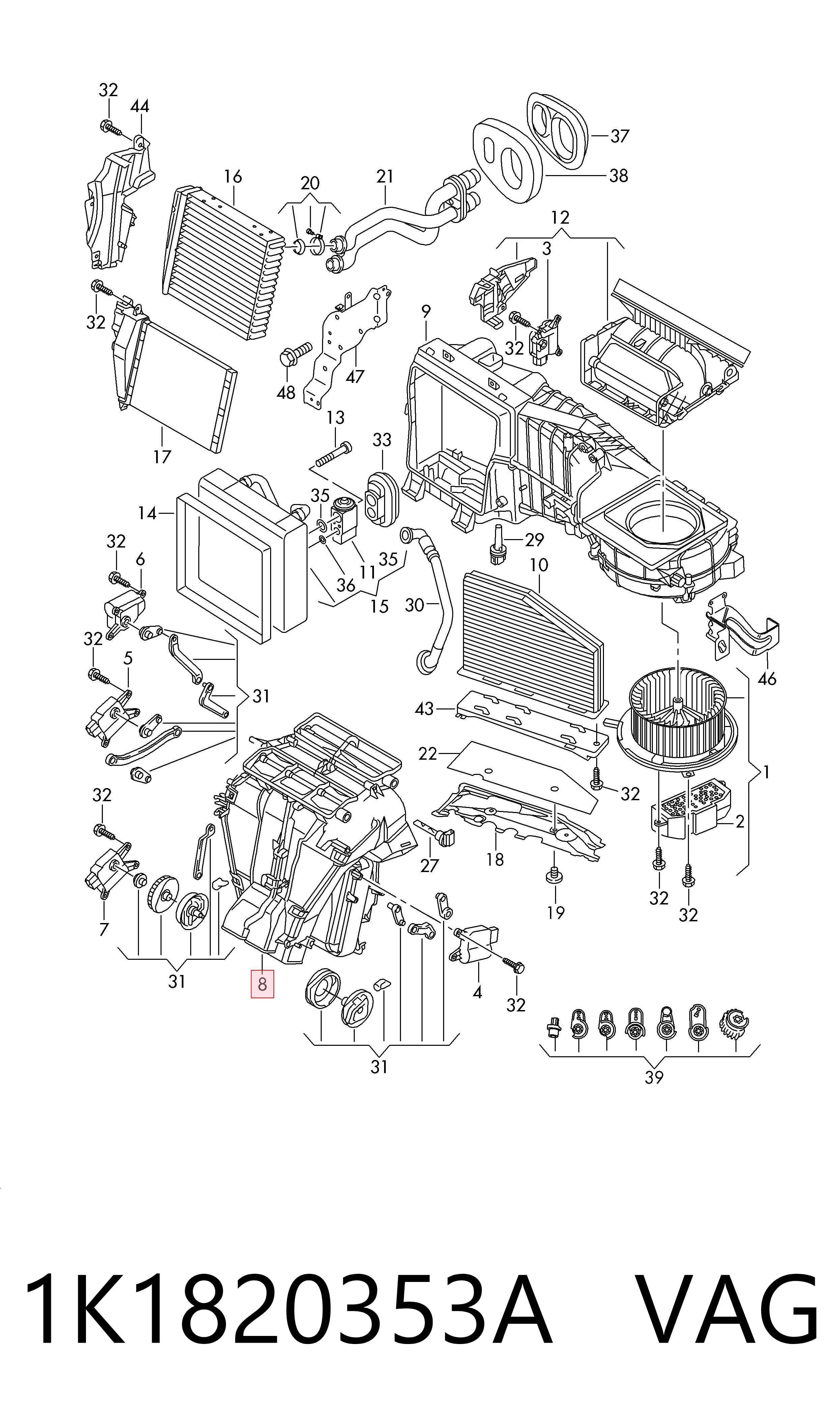 1K1820353A VAG Caixa de forno montado