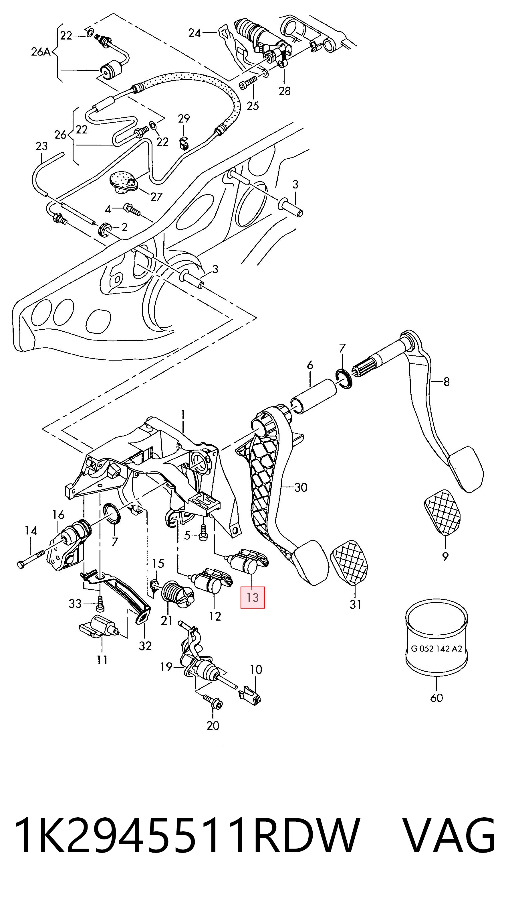 Compre 1K2945511RDW VAG Sensor de ativação do sinal de parada
