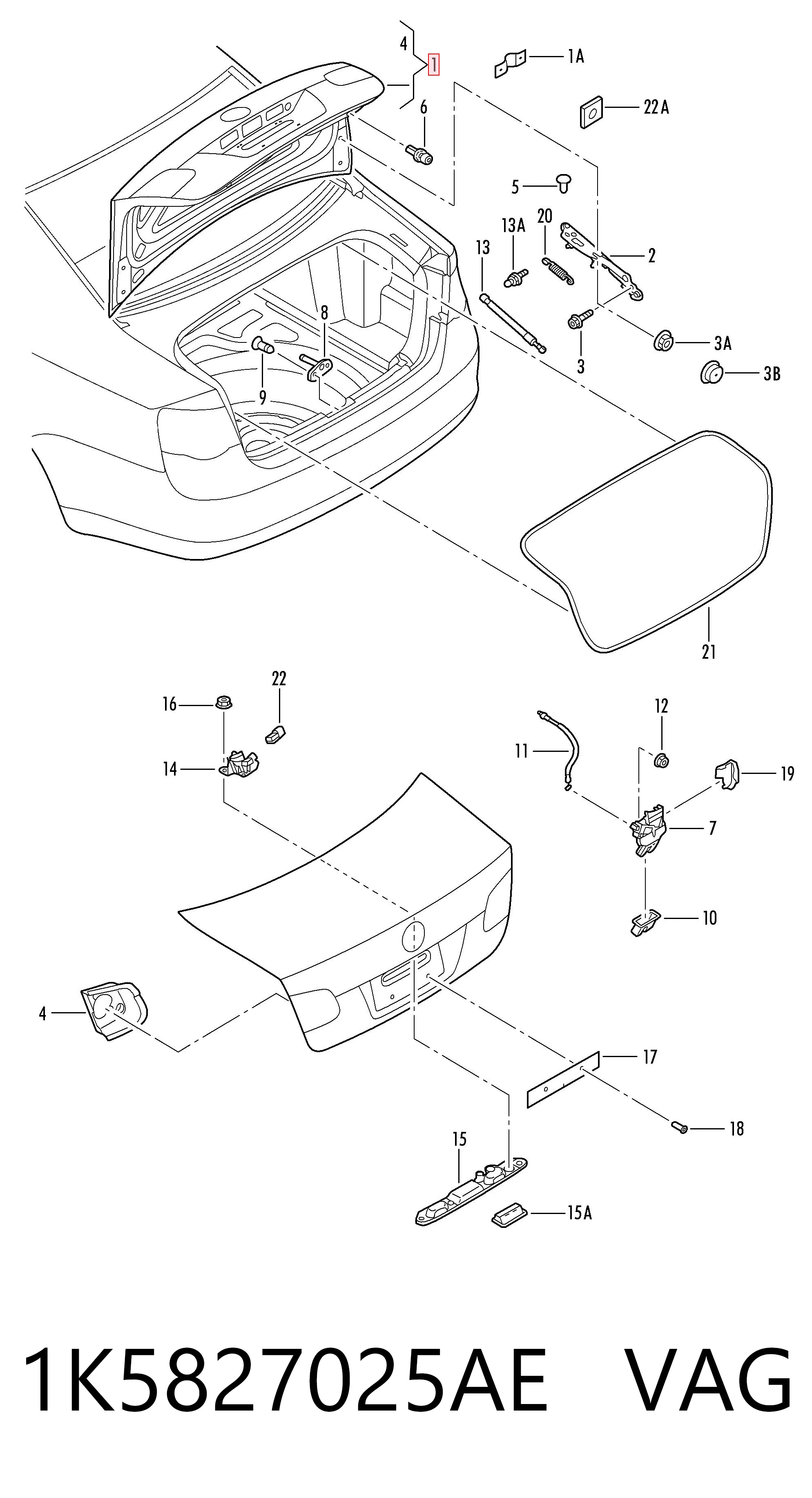 Tampa de porta-malas para Volkswagen Jetta V 1K2