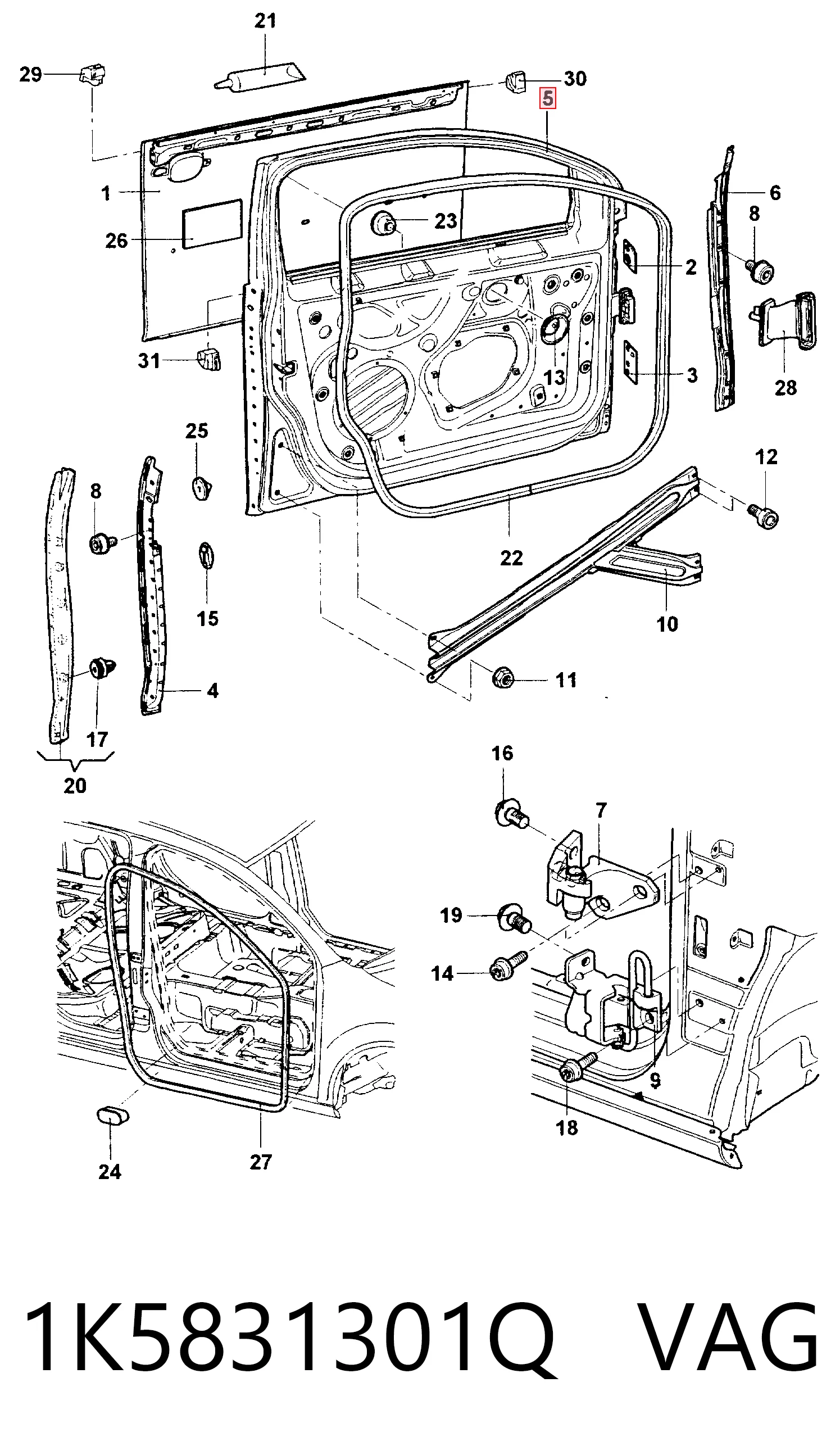 Porta dianteira esquerda para Volkswagen Golf 1K5