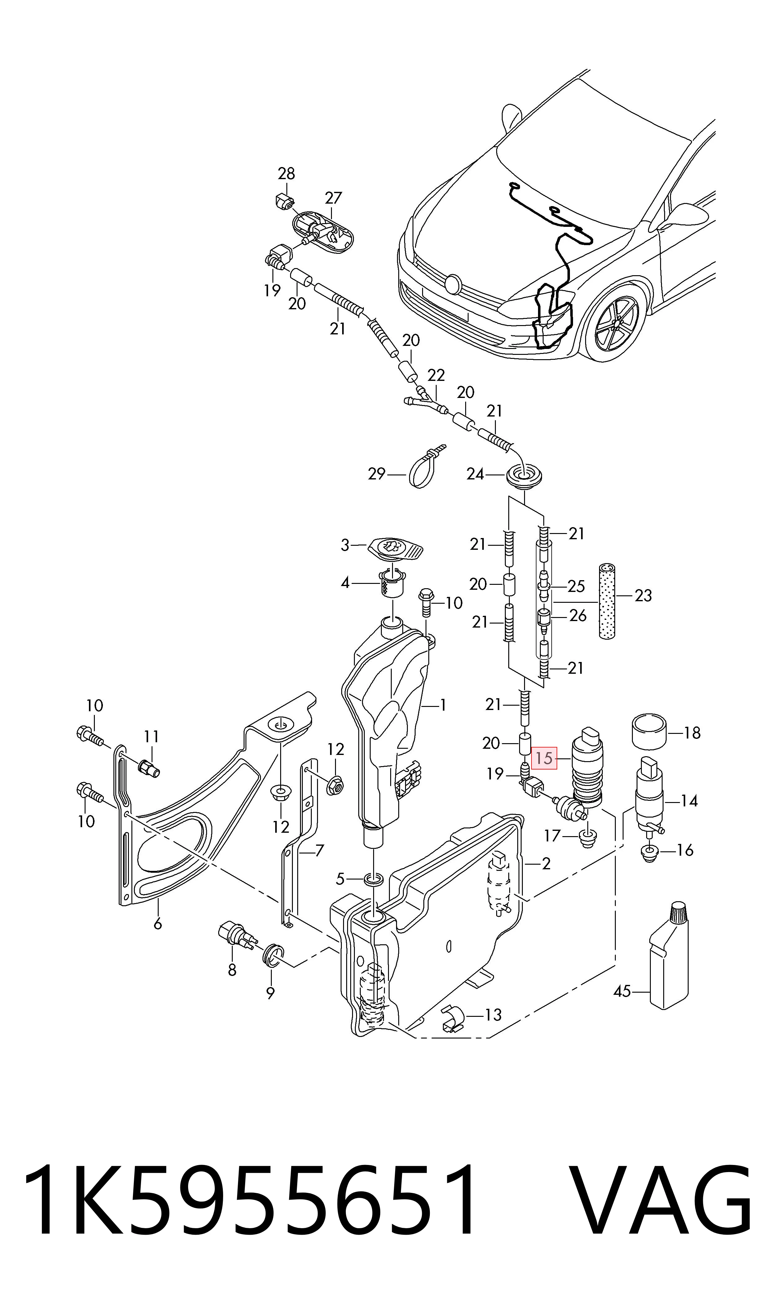 Compre 1K5955651 VAG Bomba de motor de fluido para lavador de vidro dianteiro