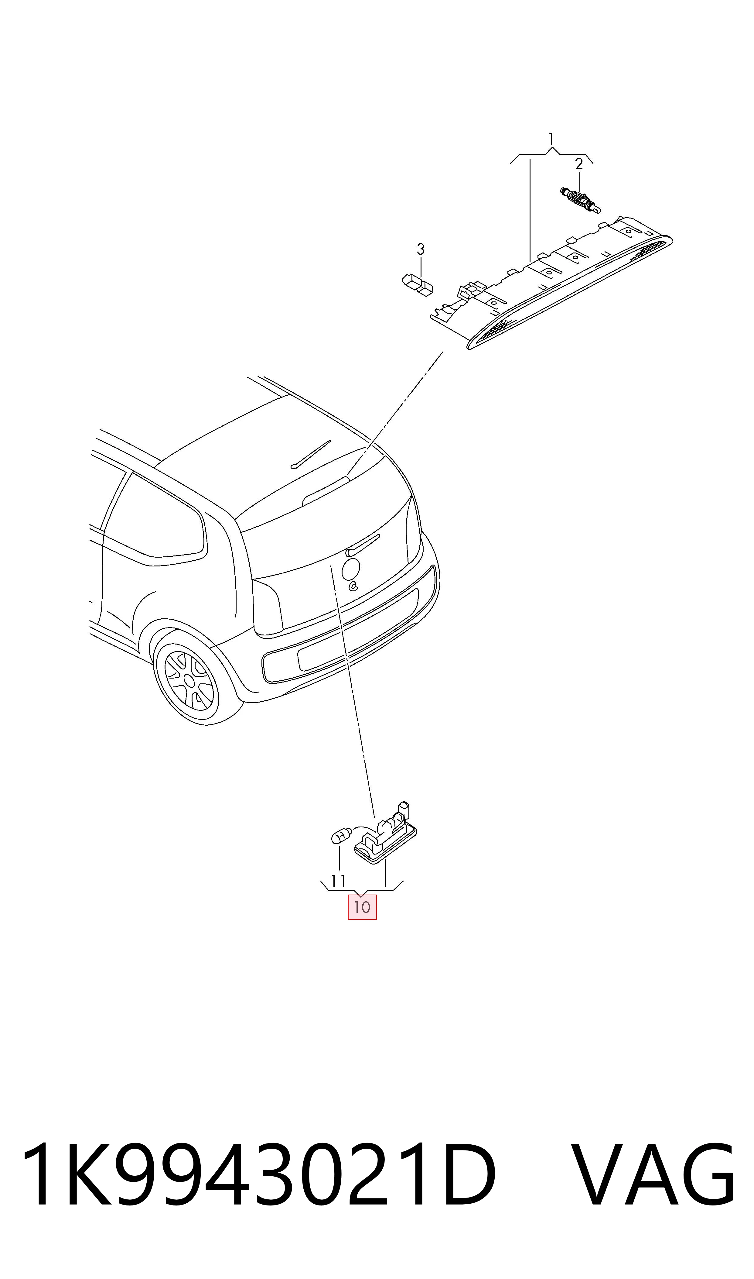 Lanterna da luz de fundo de matrícula traseira VAG 1K9943021D preço, a partir de 25,31 USD