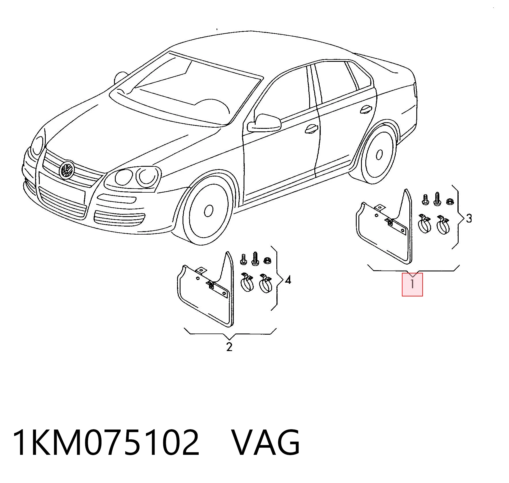 Protetores de lama traseiros, kit Volkswagen Jetta III 1K2 ao melhor preço
