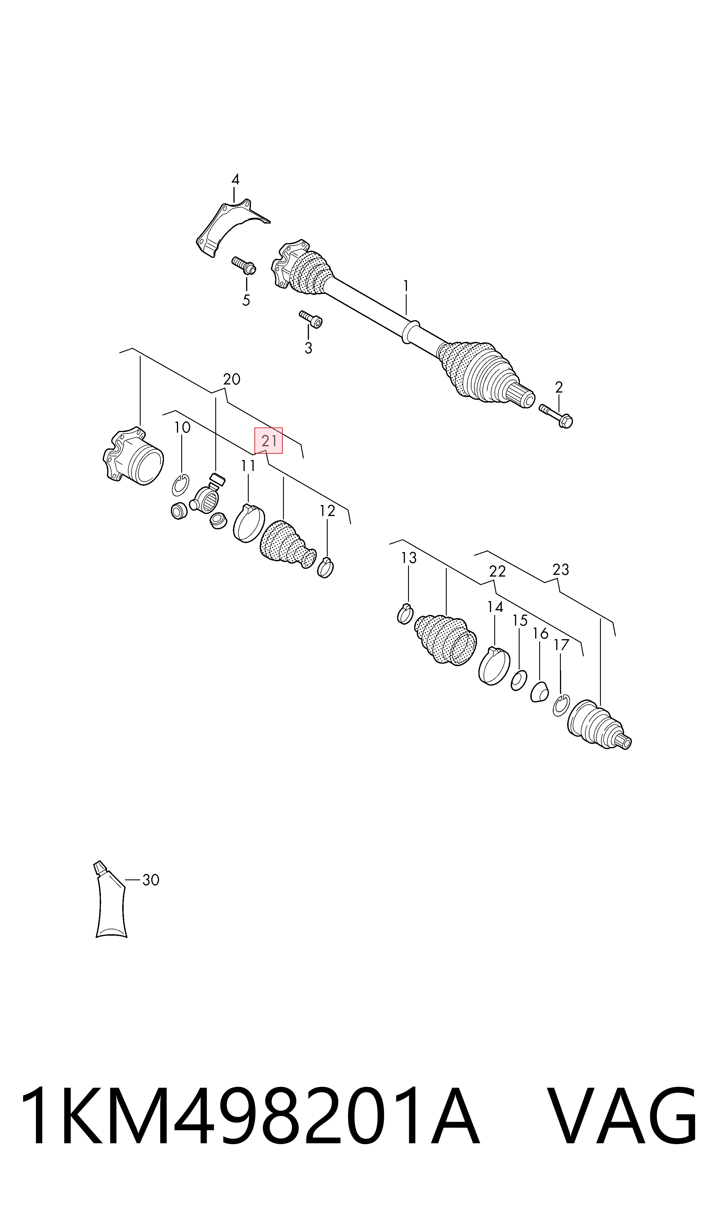 Compre 1KM498201A VAG Bota de proteção interna de junta homocinética do semieixo dianteiro