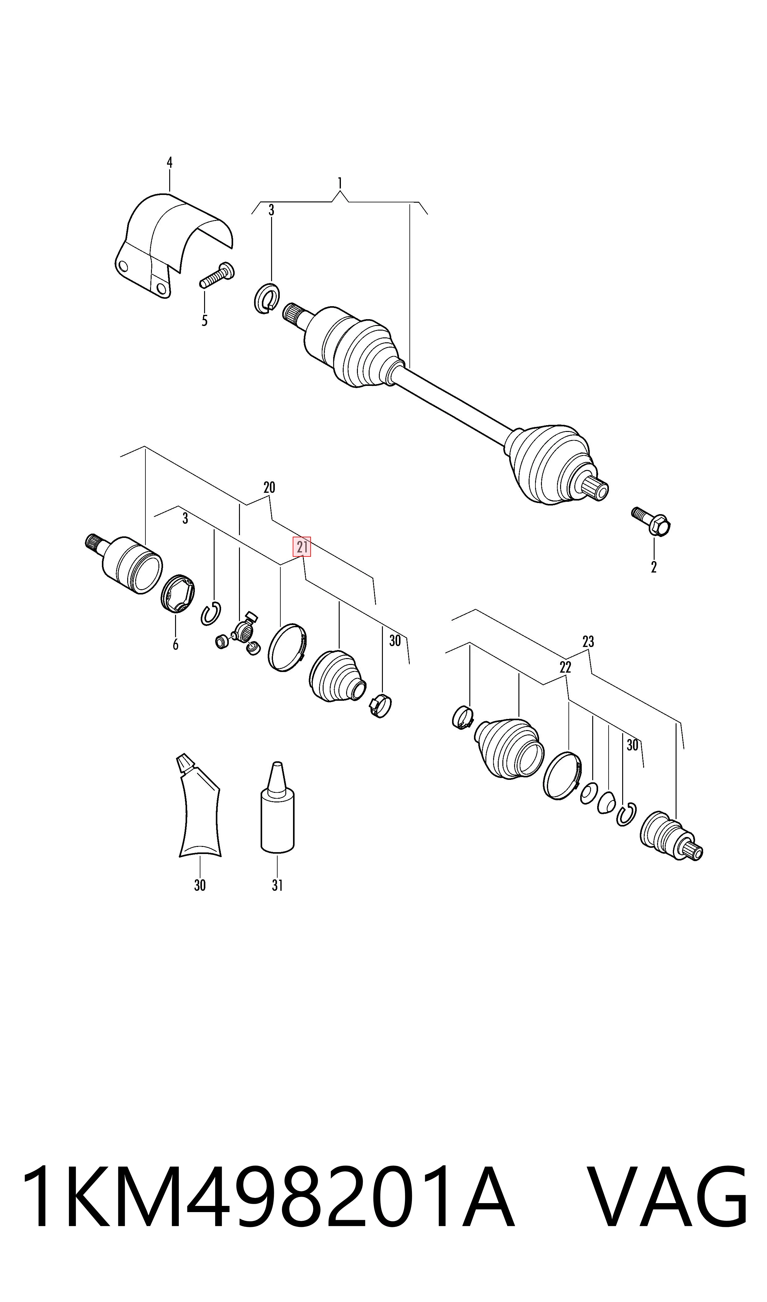 Bota de proteção interna de junta homocinética do semieixo dianteiro VAG 1KM498201A preço, a partir de 21,37 USD