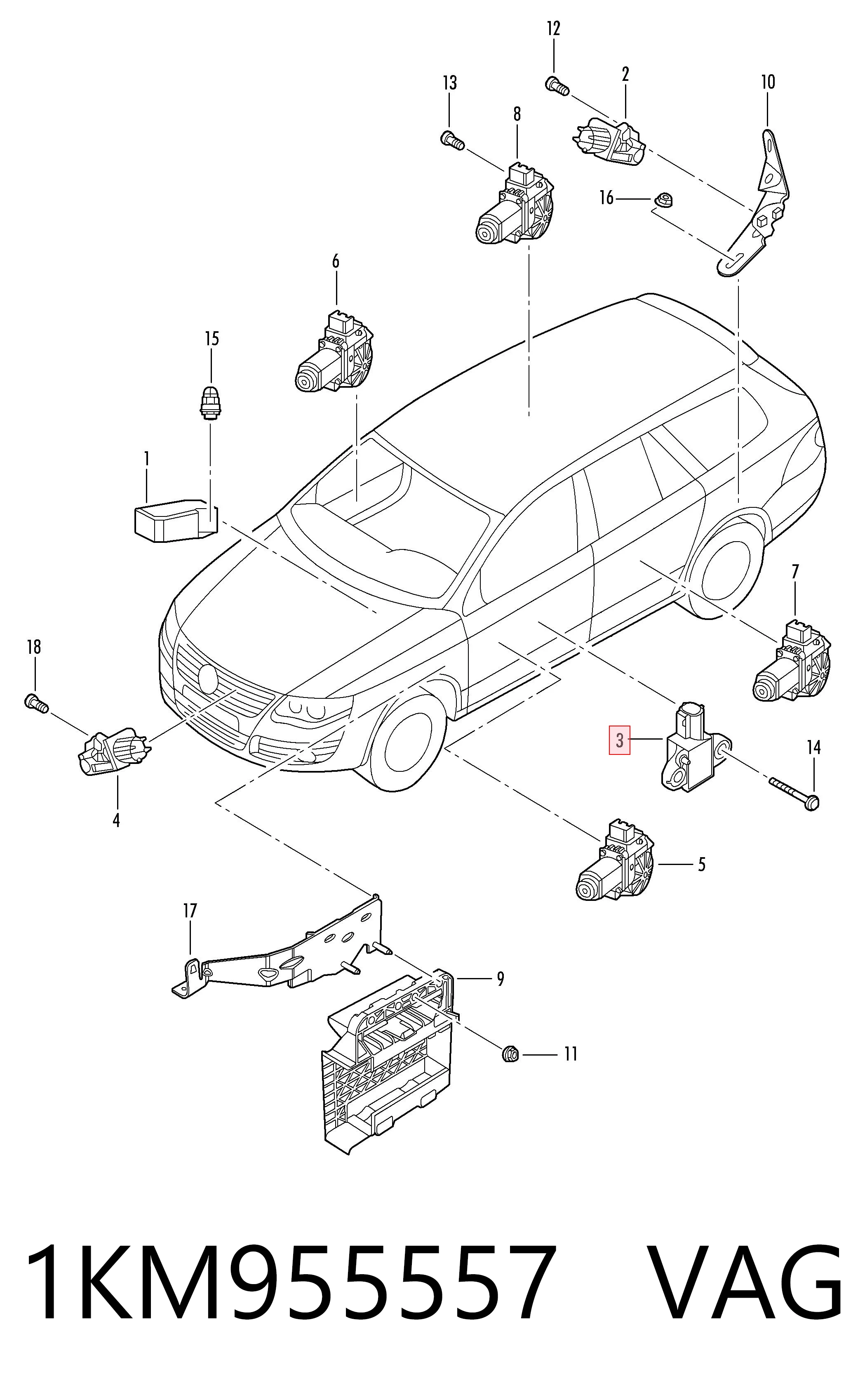Sensor AIRBAG dianteiro VAG 1KM955557 preço, a partir de 73,21 USD