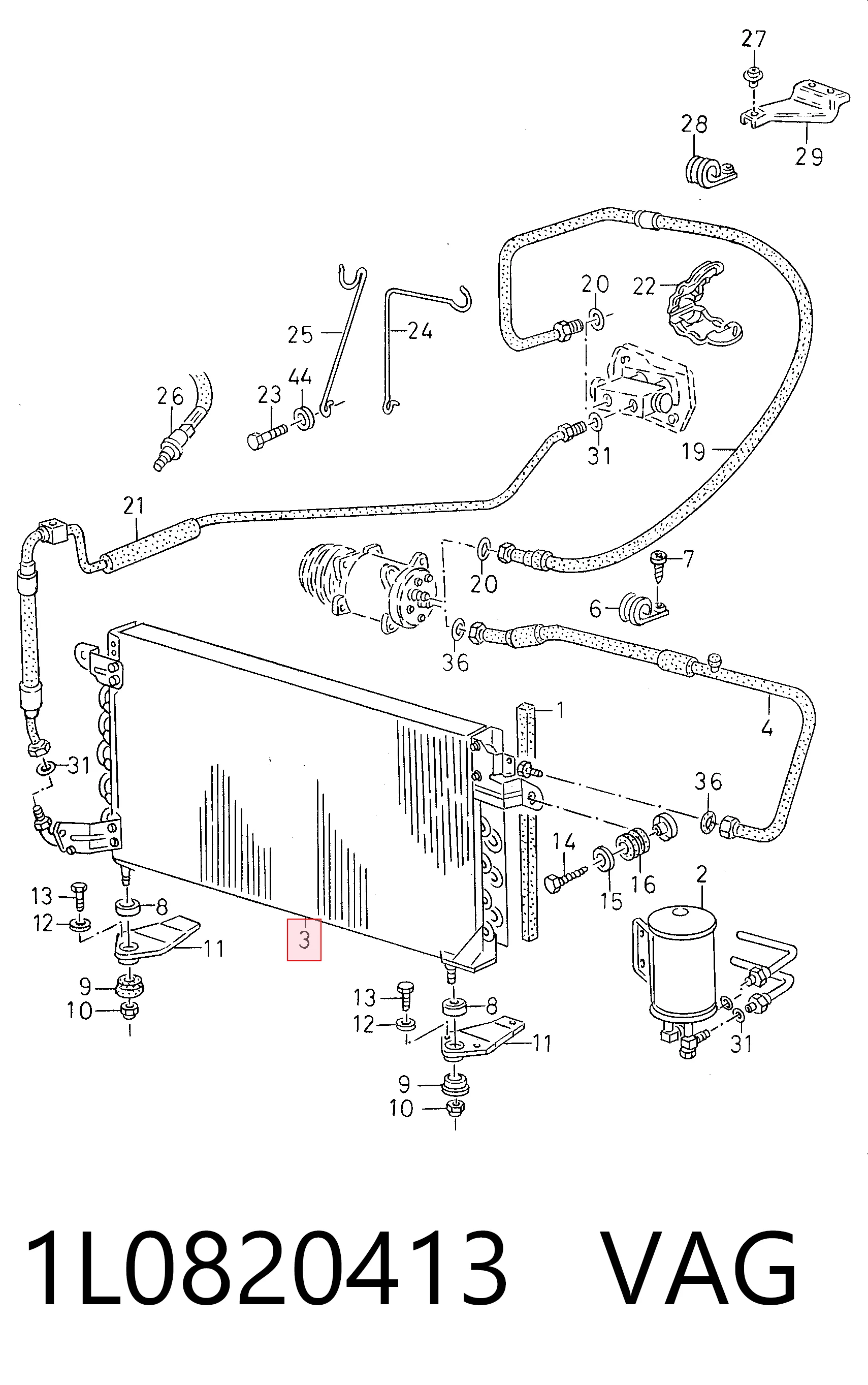 Radiador de aparelho de ar condicionado Seat Toledo I 1L