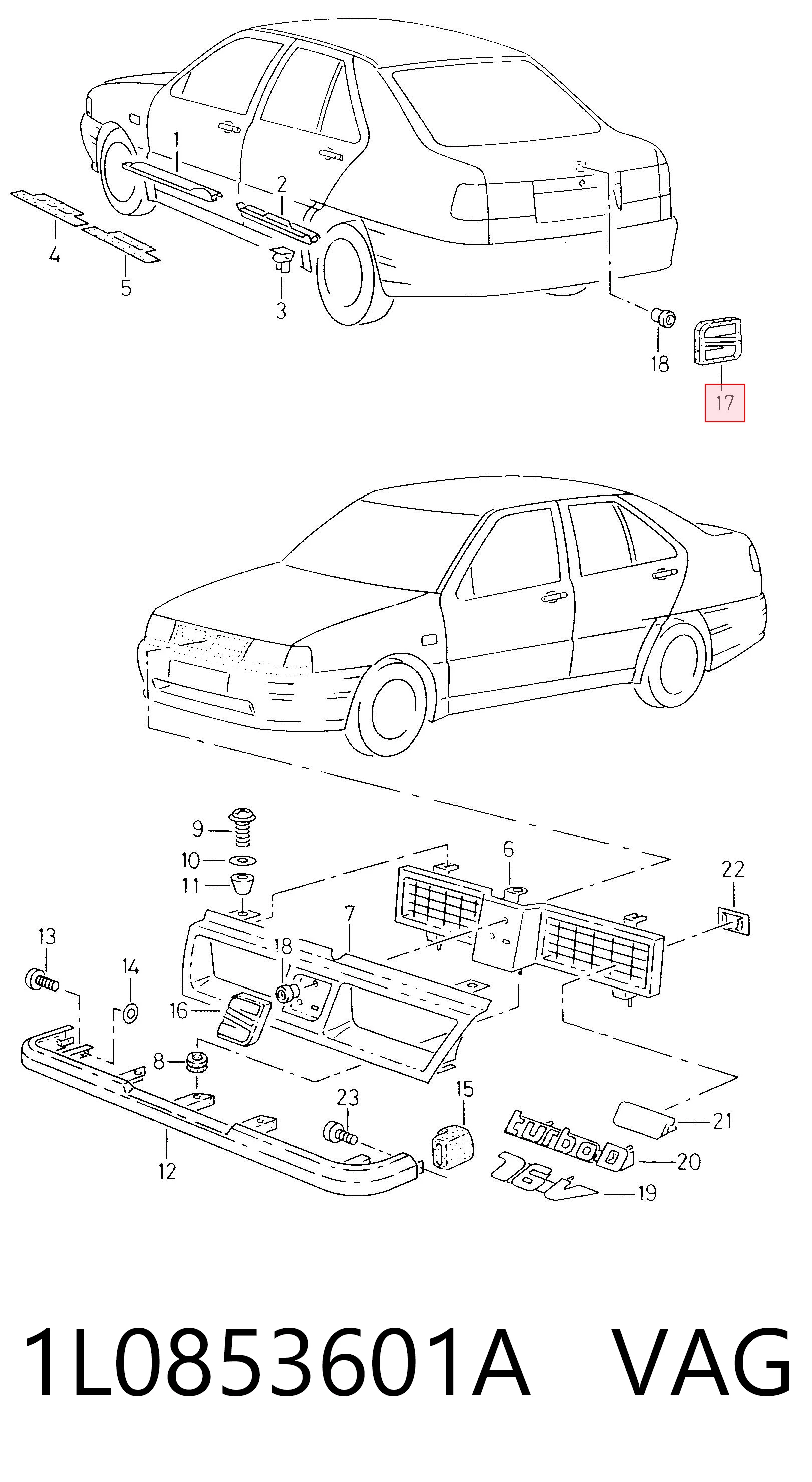 Emblema de tampa de porta-malas (emblema de firma) Seat Toledo I 1L ao melhor preço