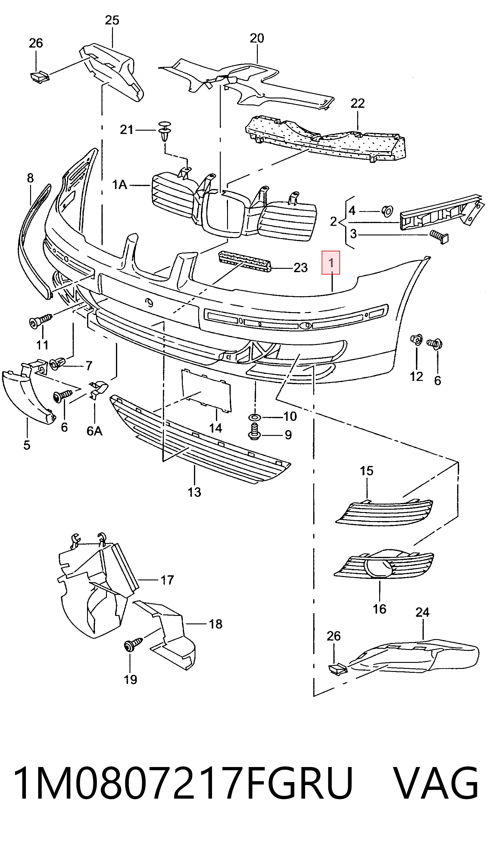 Pára-choque dianteiro Seat Toledo II 1M2