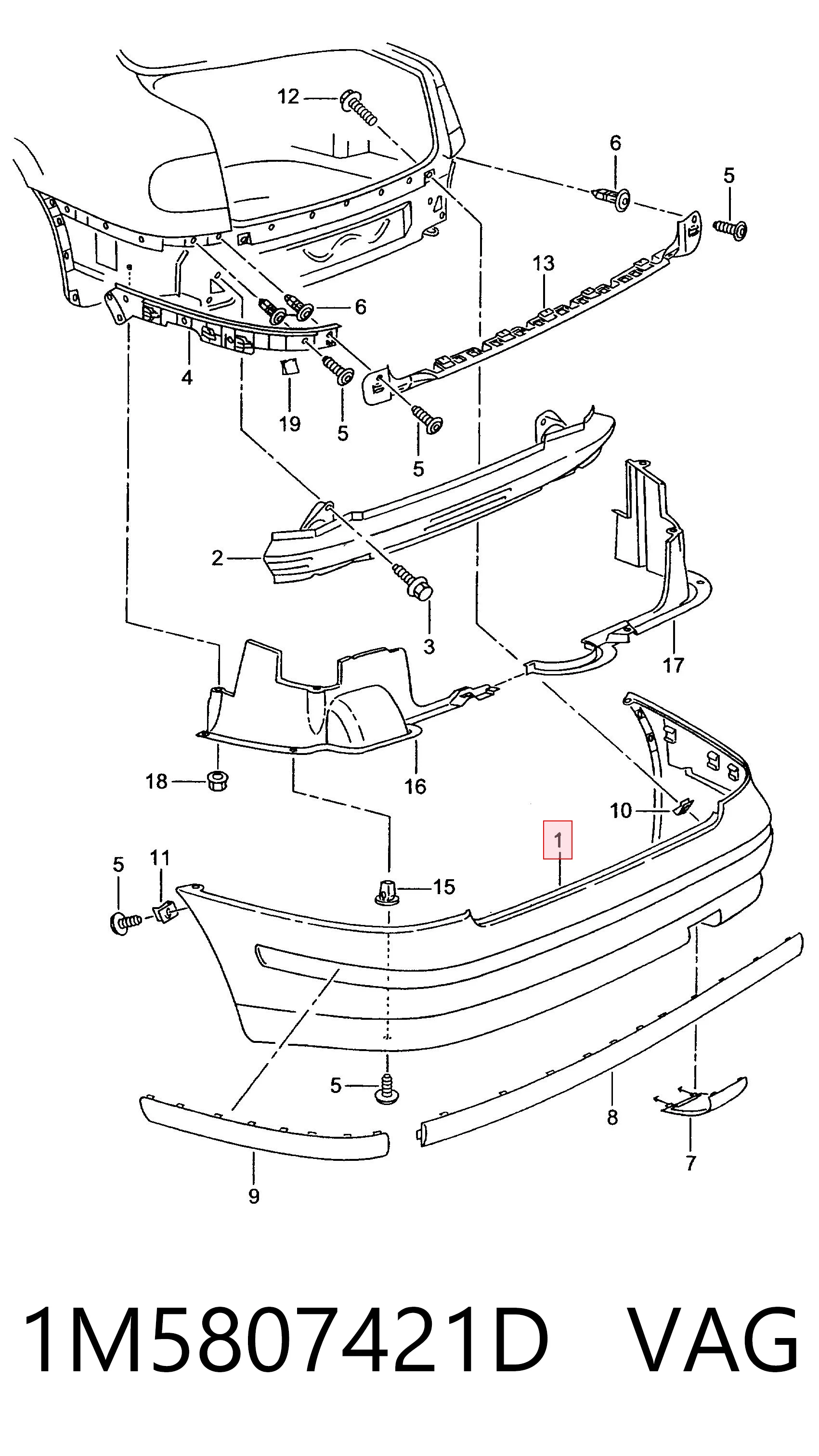 Pára-choque traseiro para Seat Toledo II 1M2