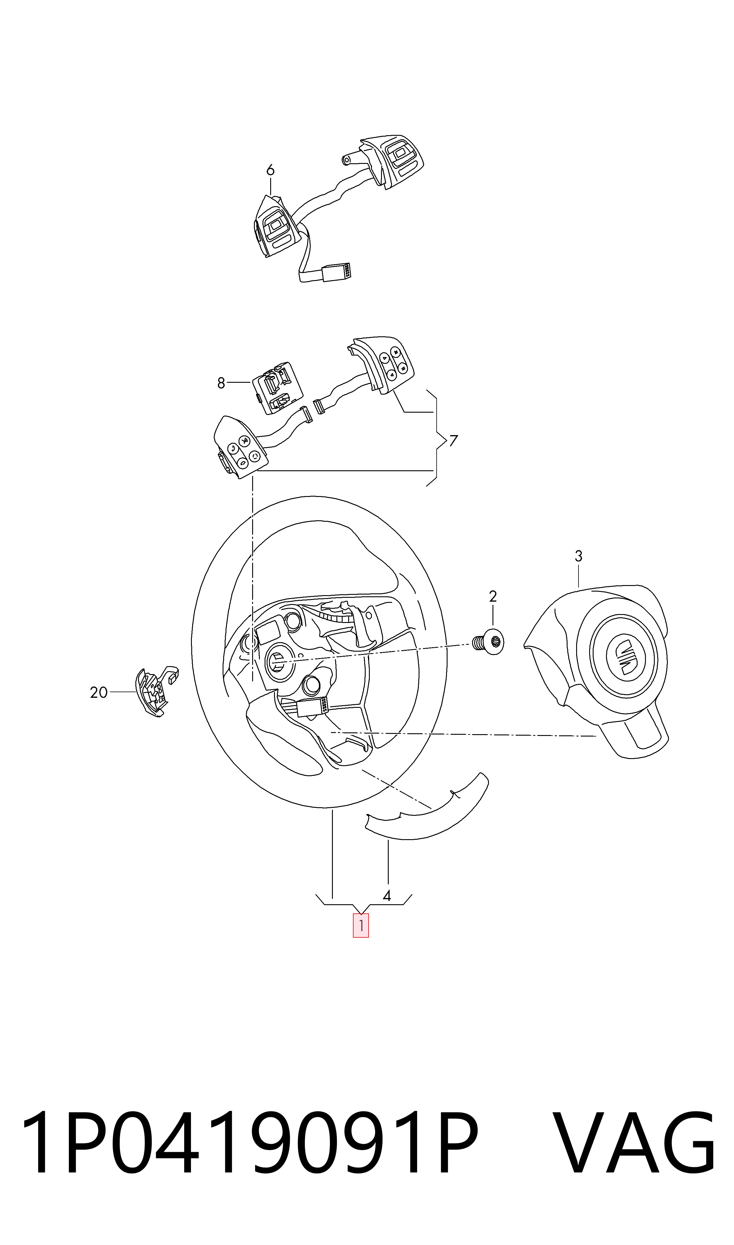 Volante para Seat Altea XL 5P5, 5P8
