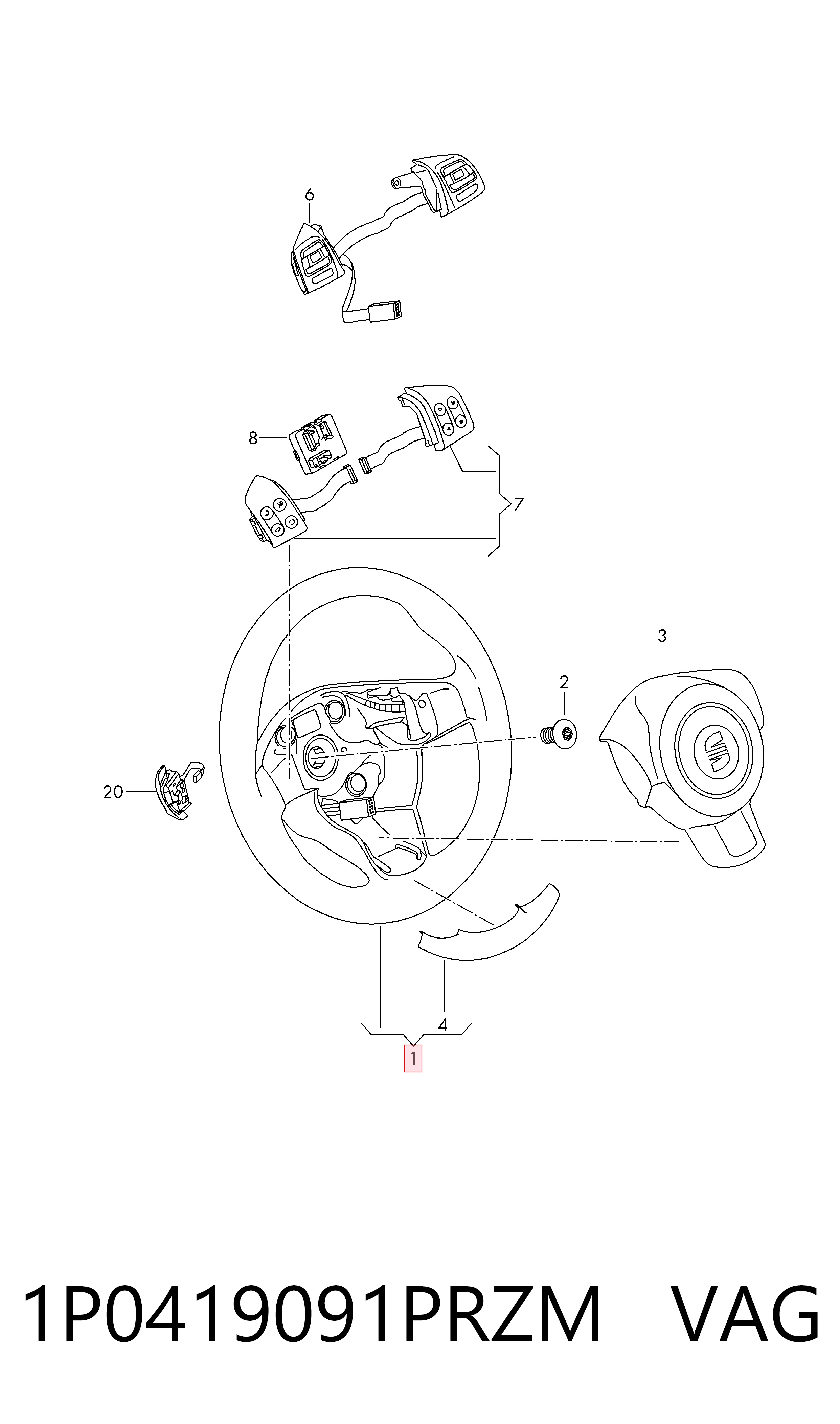 Volante Seat Altea  5P5, 5P8 ao melhor preço