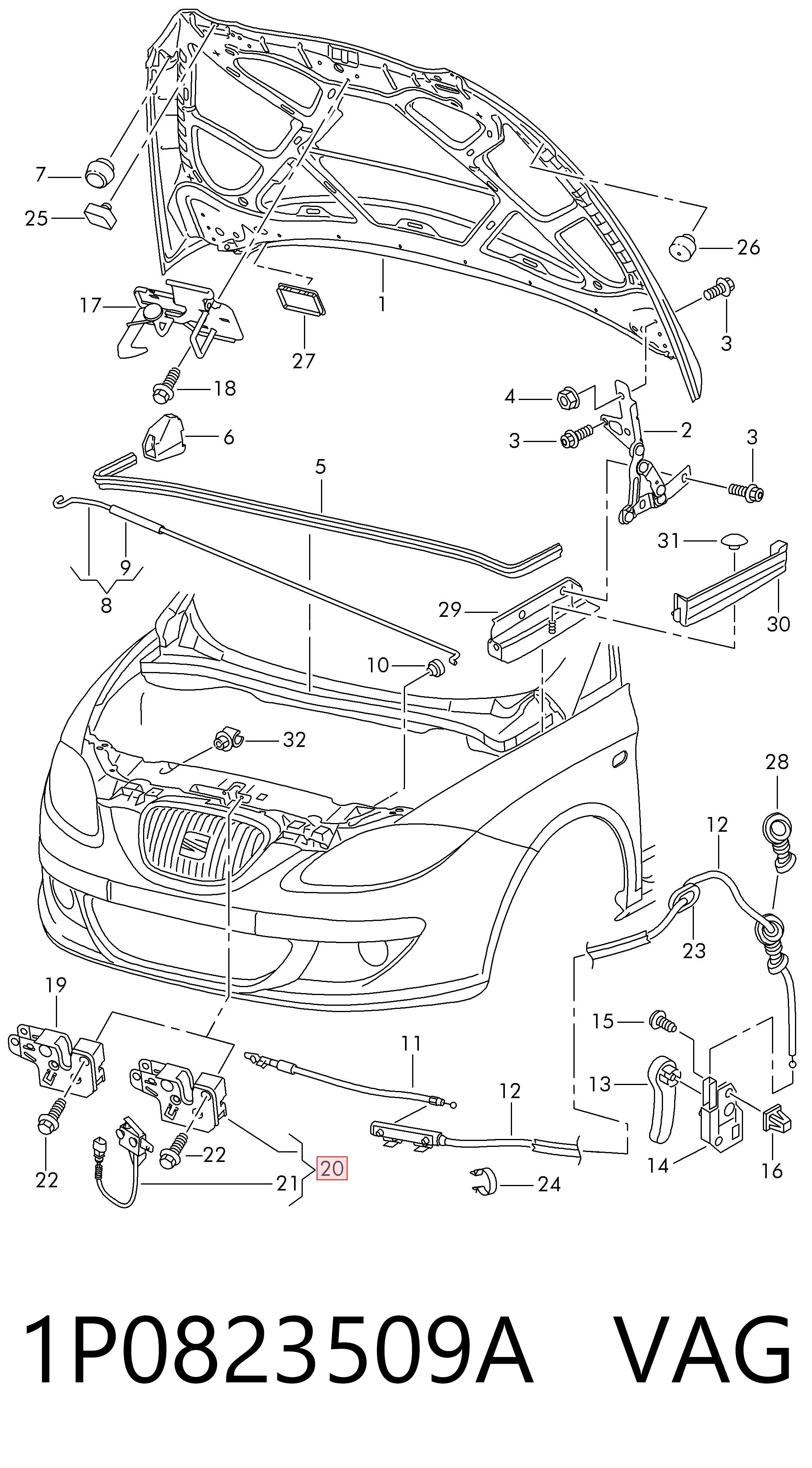 Fecho da capota para Seat Altea XL 5P5, 5P8