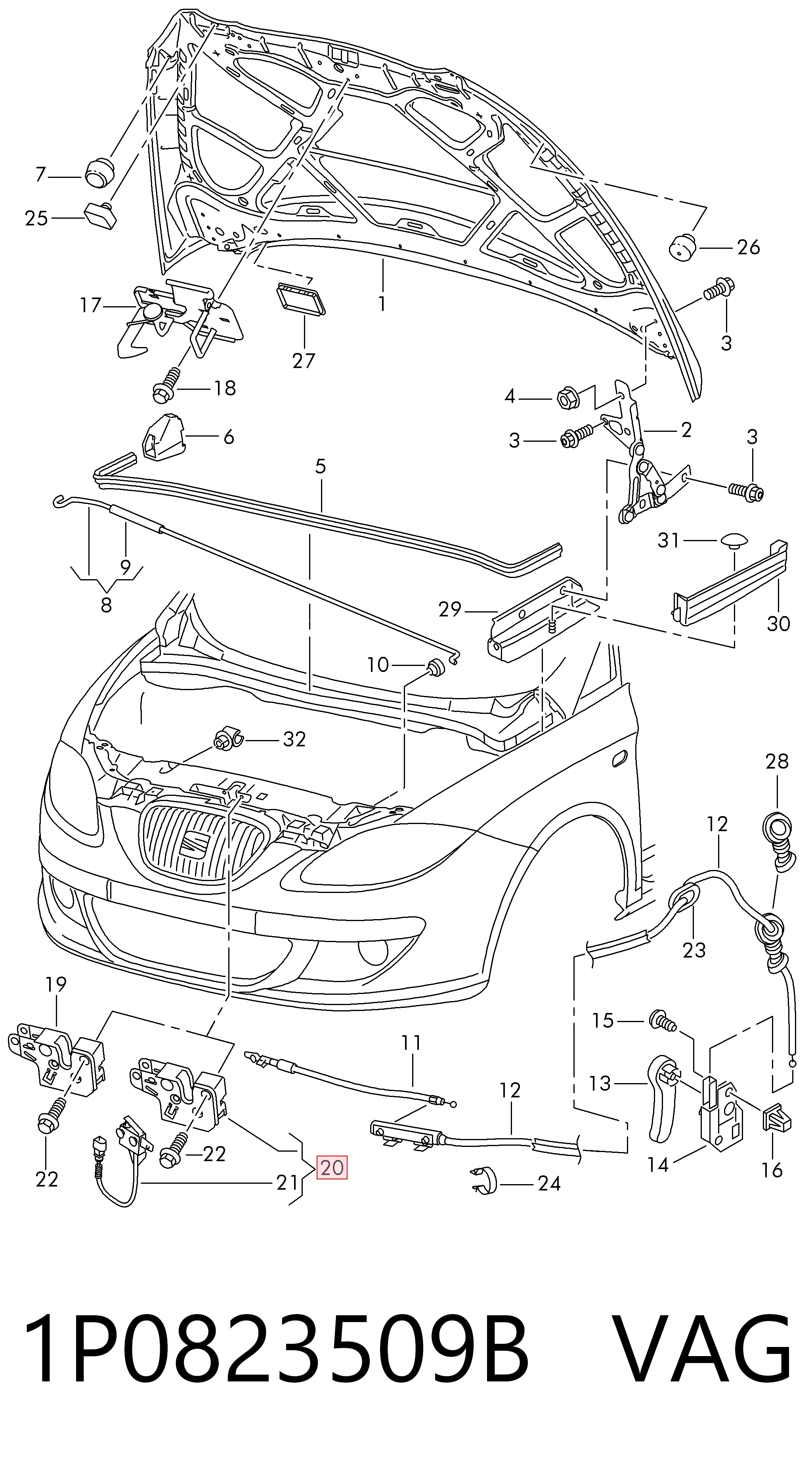 Fecho da capota Seat Altea XL 5P5, 5P8