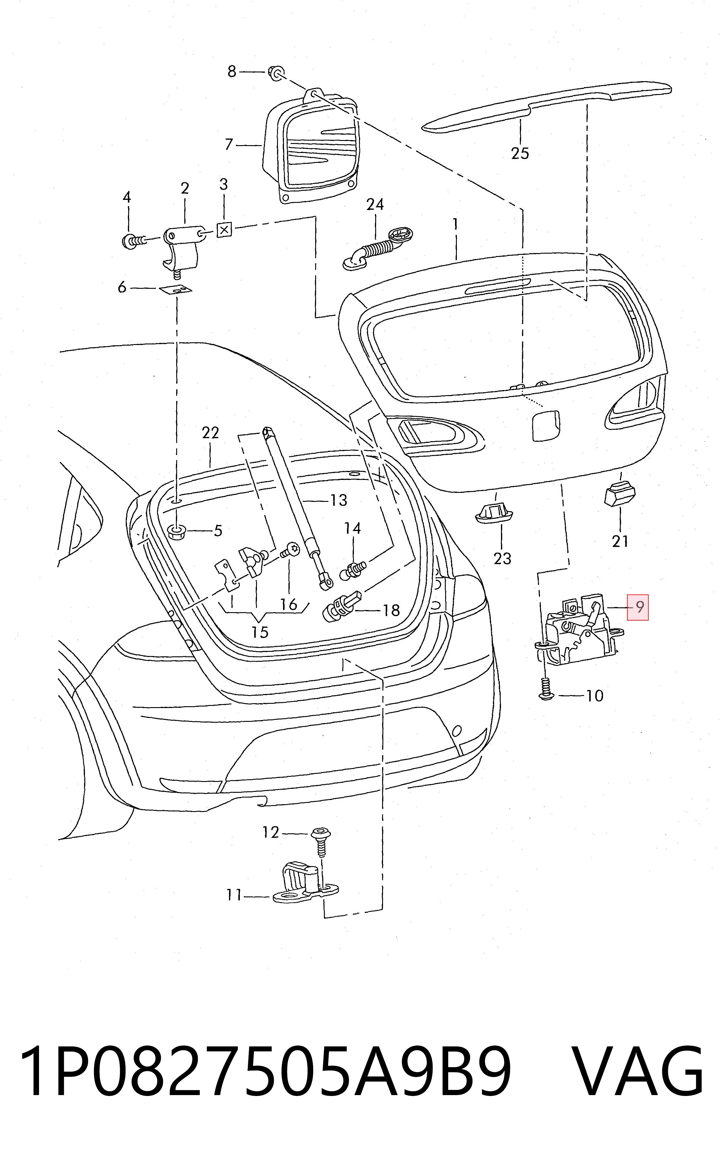 Fecho de tampa de porta-malas (de 3ª/5ª porta traseira) para Seat Leon II 1P1
