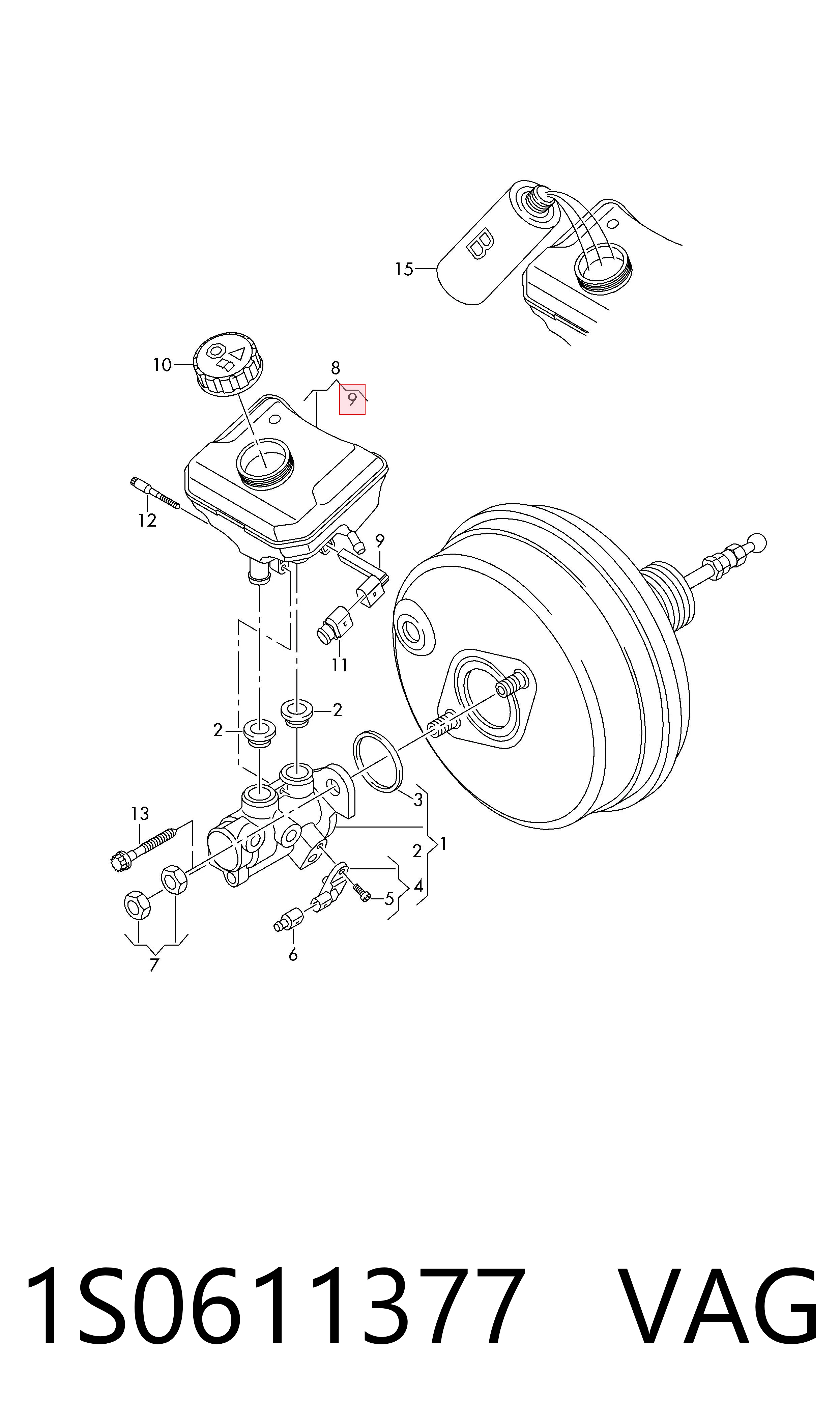 1S0611377 VAG Sensor de pressão de fluido de freio