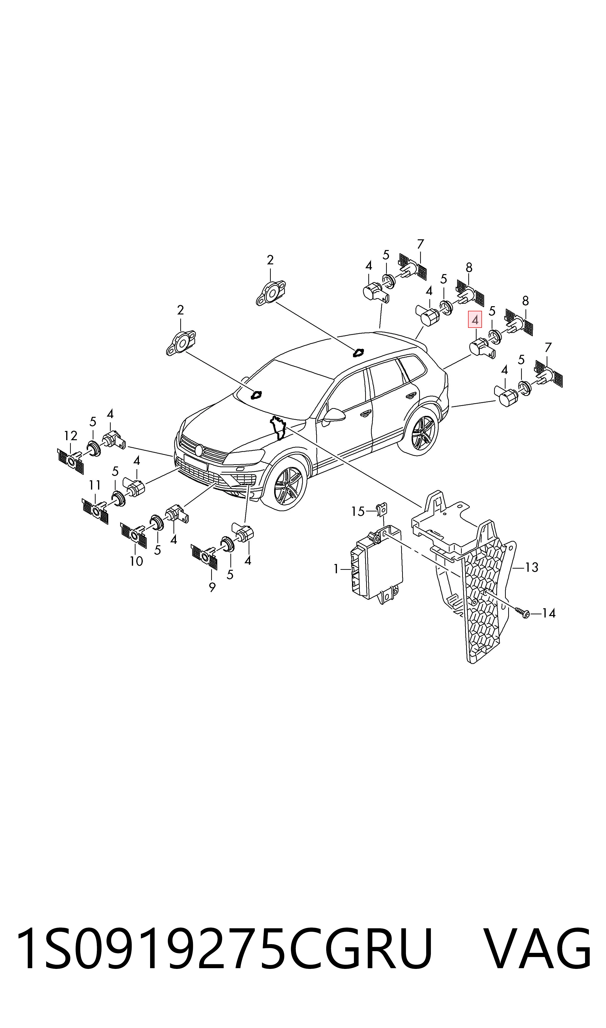 Sensor de sinalização de estacionamento (sensor de estacionamento) dianteiro/traseiro lateral VAG 1S0919275CGRU preço, a partir de 57,89 USD
