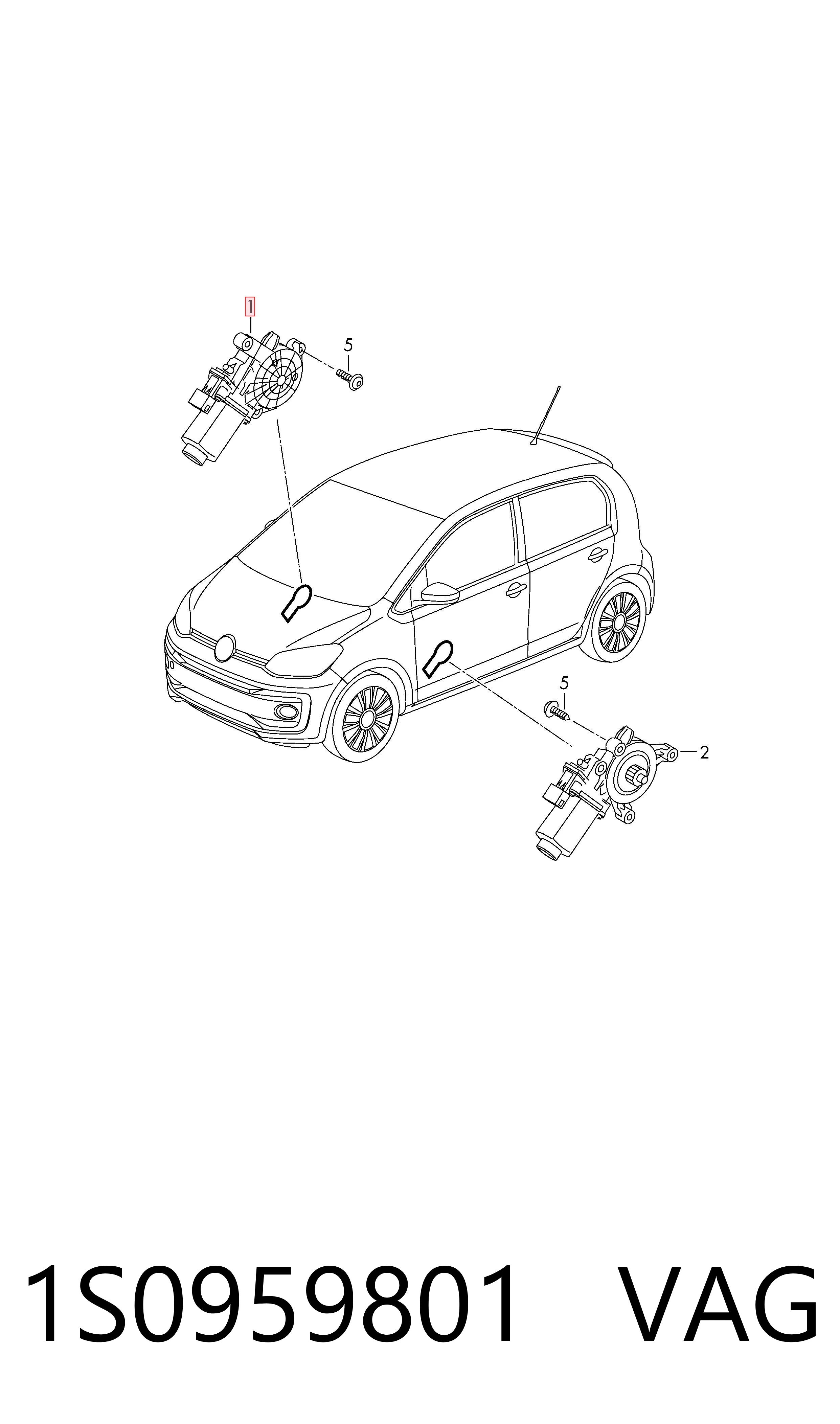 1S0959801 VAG Motor de acionamento de vidro da porta dianteira esquerda