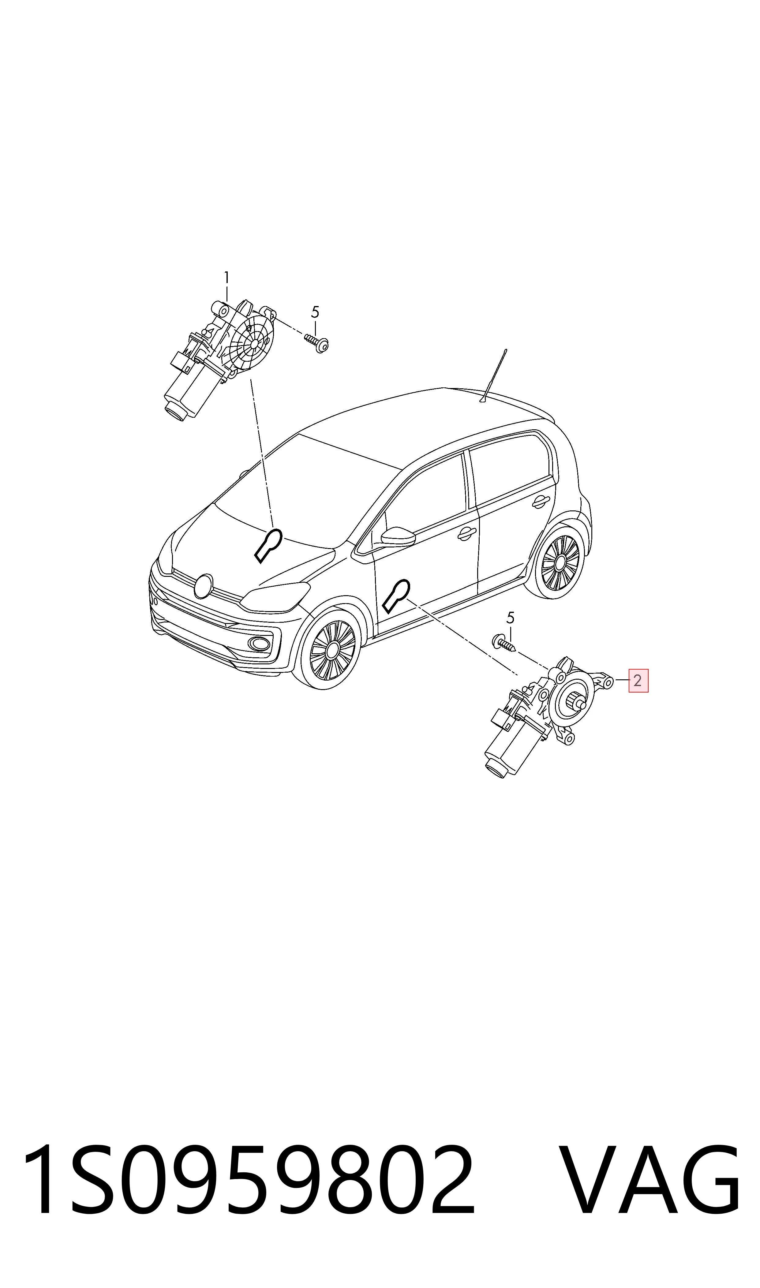 1S0959802 VAG Motor de acionamento de vidro da porta dianteira direita