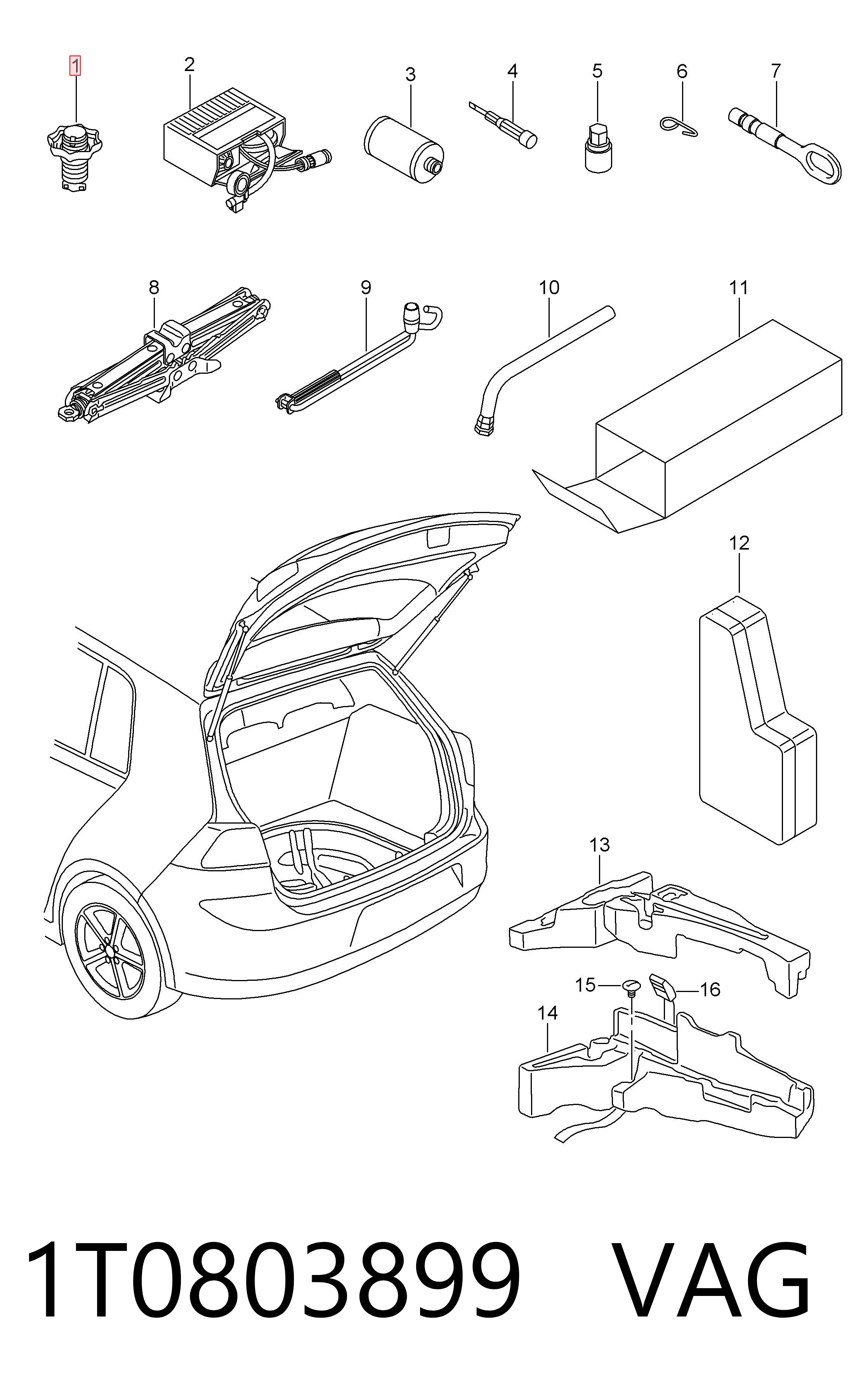 1T0803899 VAG Parafuso